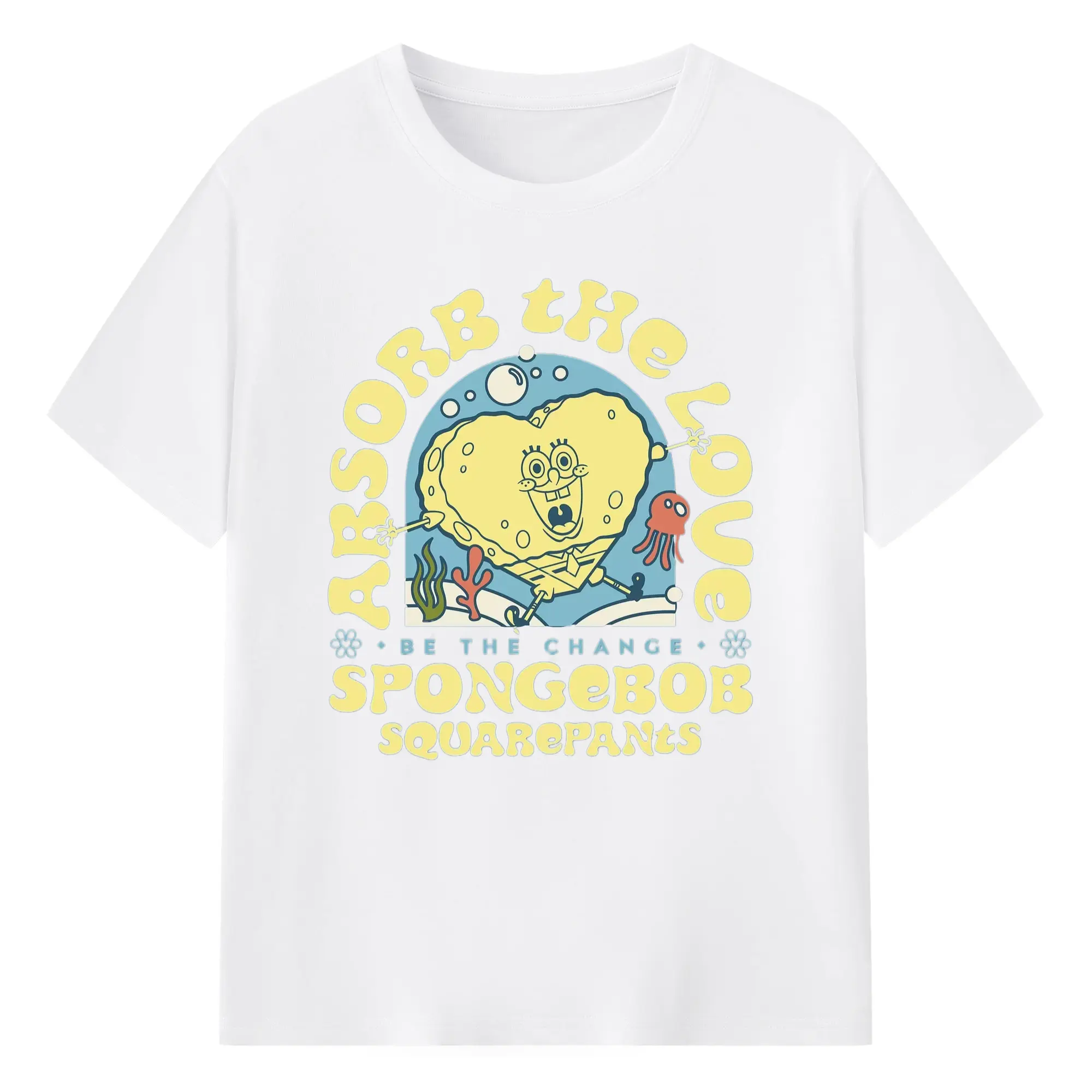 Spongebob squarepants art t shirt - 180g Cotton T-Shirt With Front Heat Transfer Print – Soft, Lightweight, Fitted Design – Comfortable Casual Wear For Sports & Everyday Use