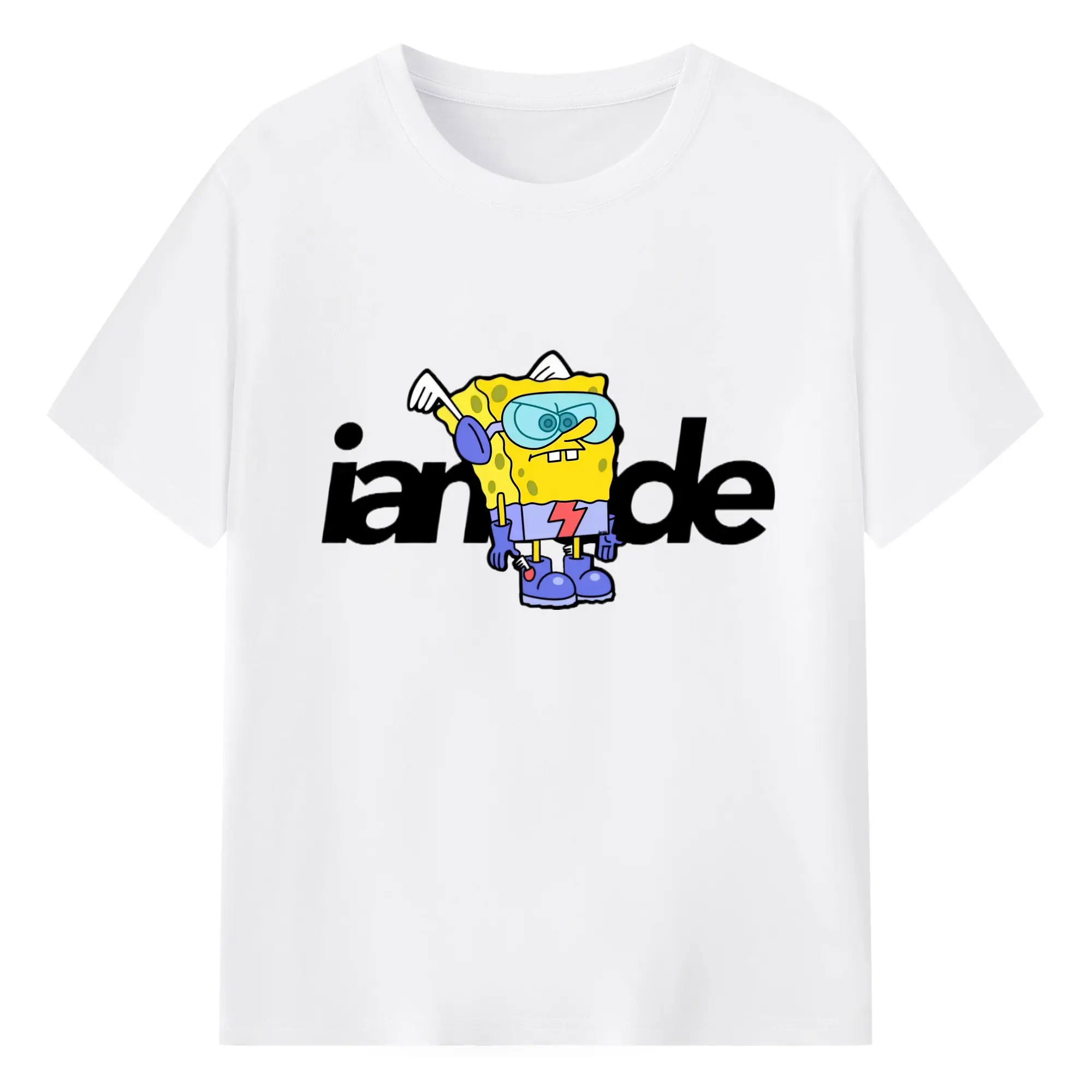Spongebob squarepants flash tee - 180g Cotton T-Shirt With Front Heat Transfer Print – Soft, Lightweight, Fitted Design – Comfortable Casual Wear For Sports & Everyday Use