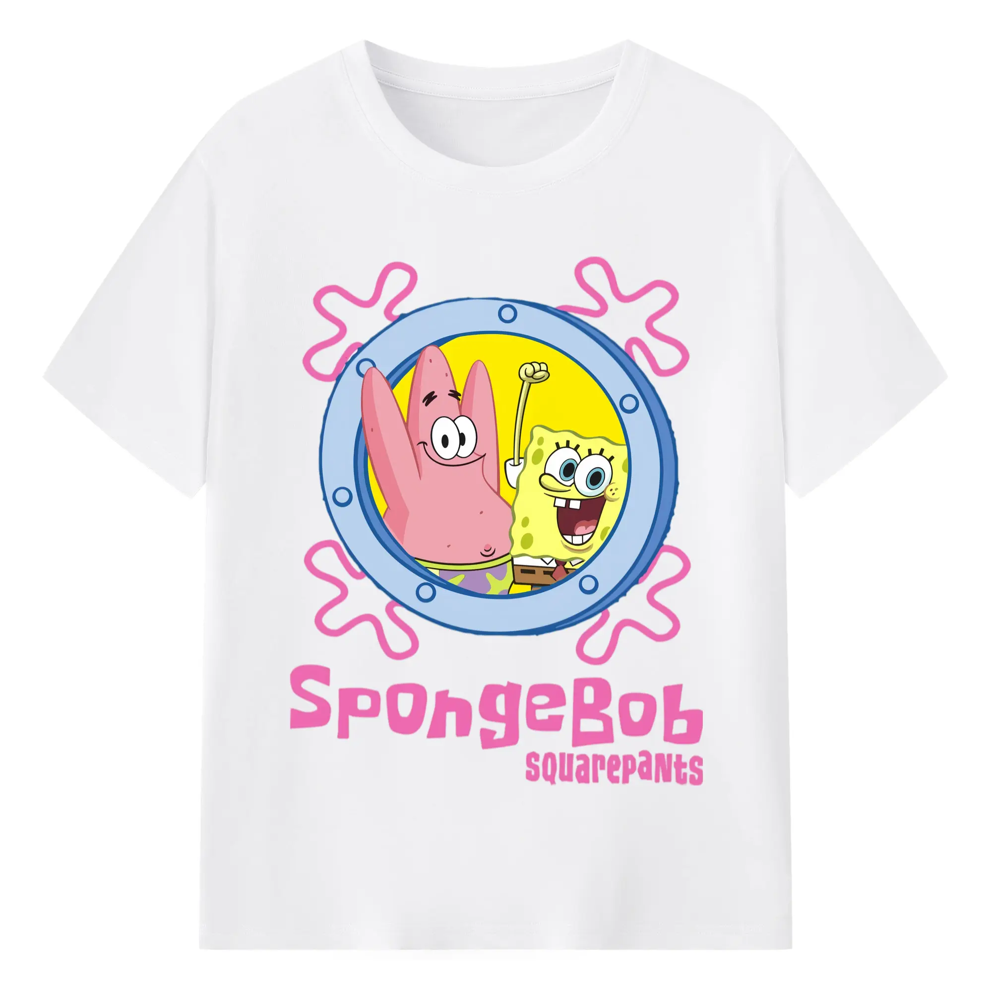 Spongebob squarepants and Patrick Star t-shirt - 180g Cotton T-Shirt With Front Heat Transfer Print – Soft, Lightweight, Fitted Design – Comfortable Casual Wear For Sports & Everyday Use