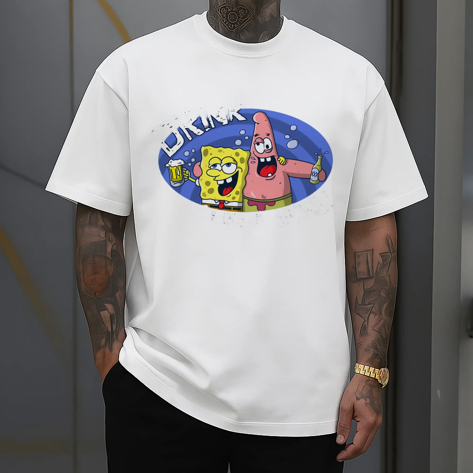 spongebob squarepants and Patrick Star drink t-shirt