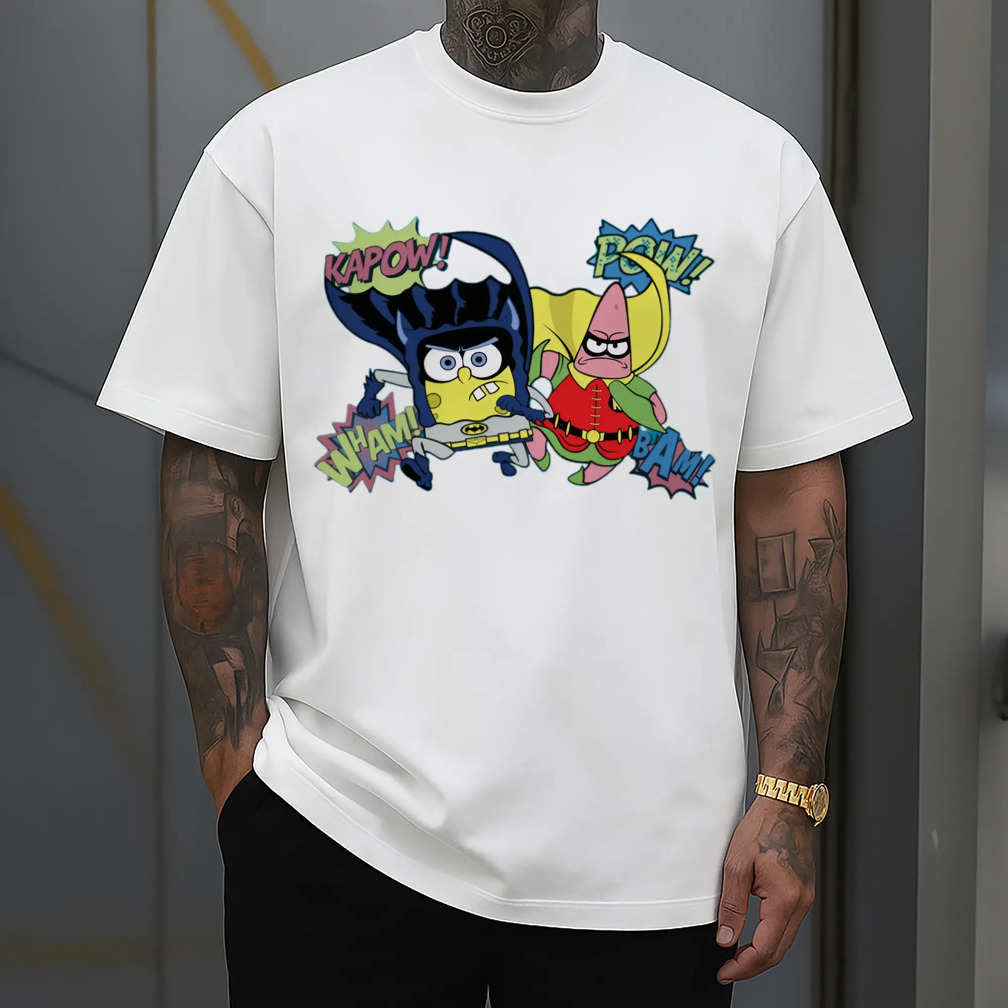 spongebob squarepants and Patrick Star super hero t-shirt