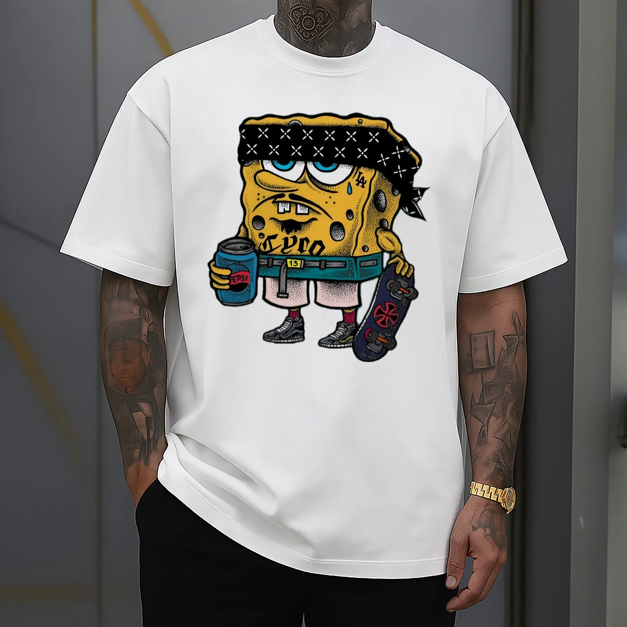 spongebob squarepants mafia graphic  t-shirt