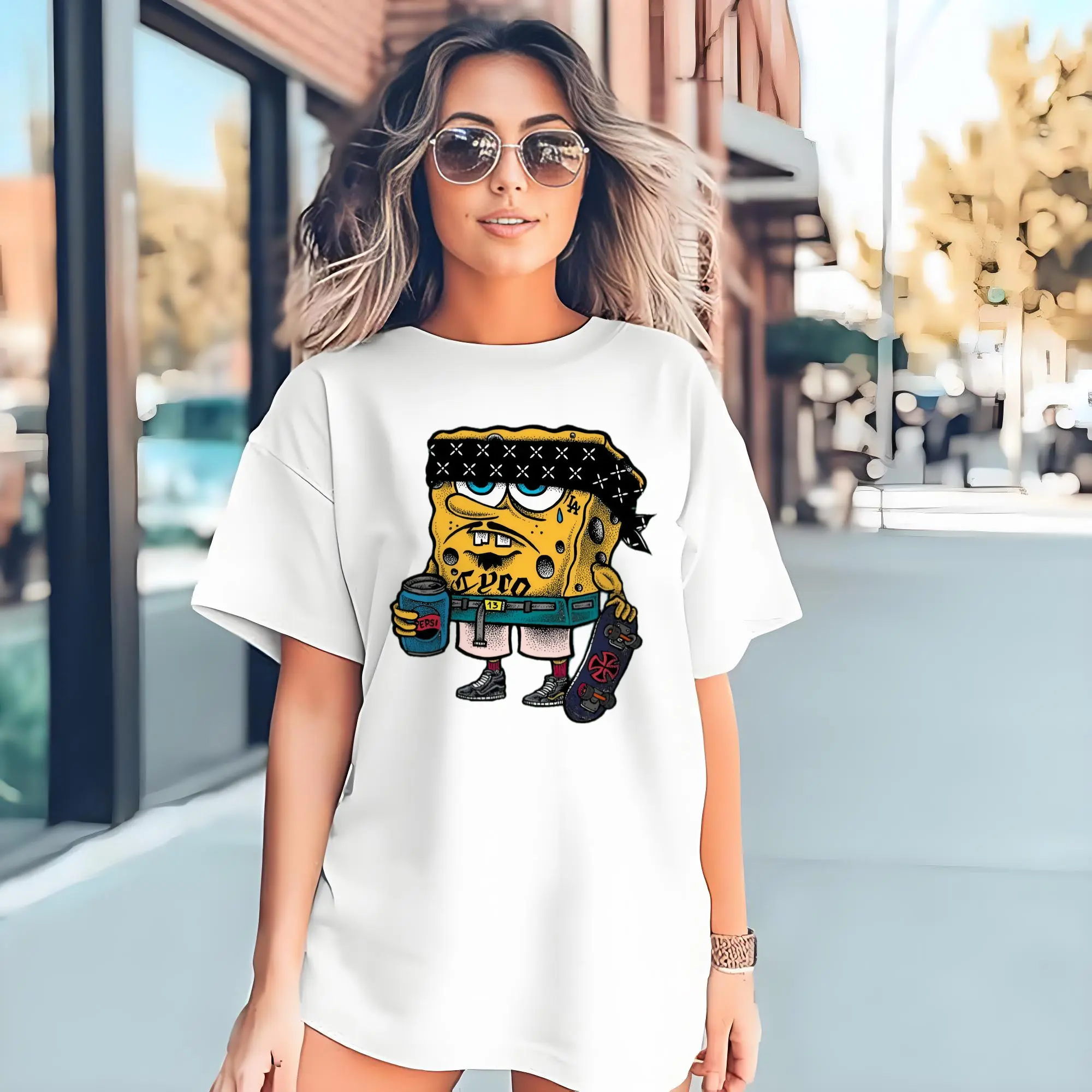 spongebob squarepants mafia graphic  t-shirt