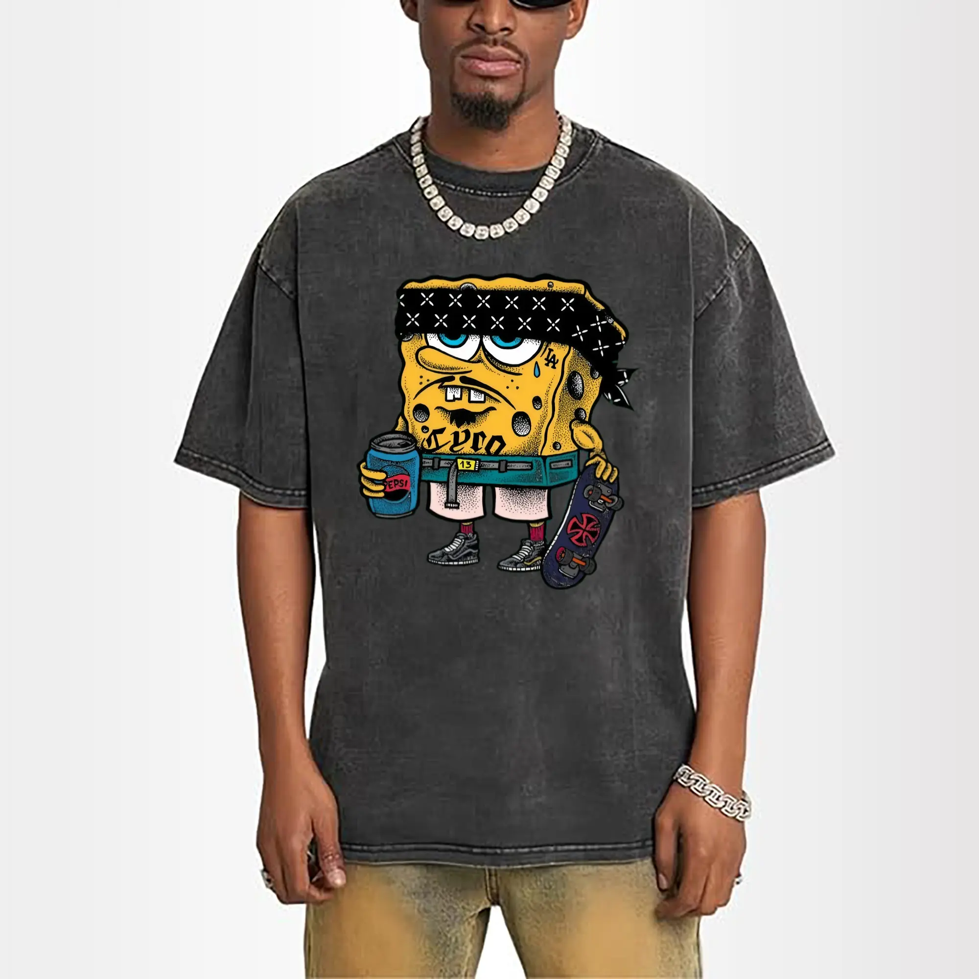spongebob squarepants mafia graphic  t-shirt