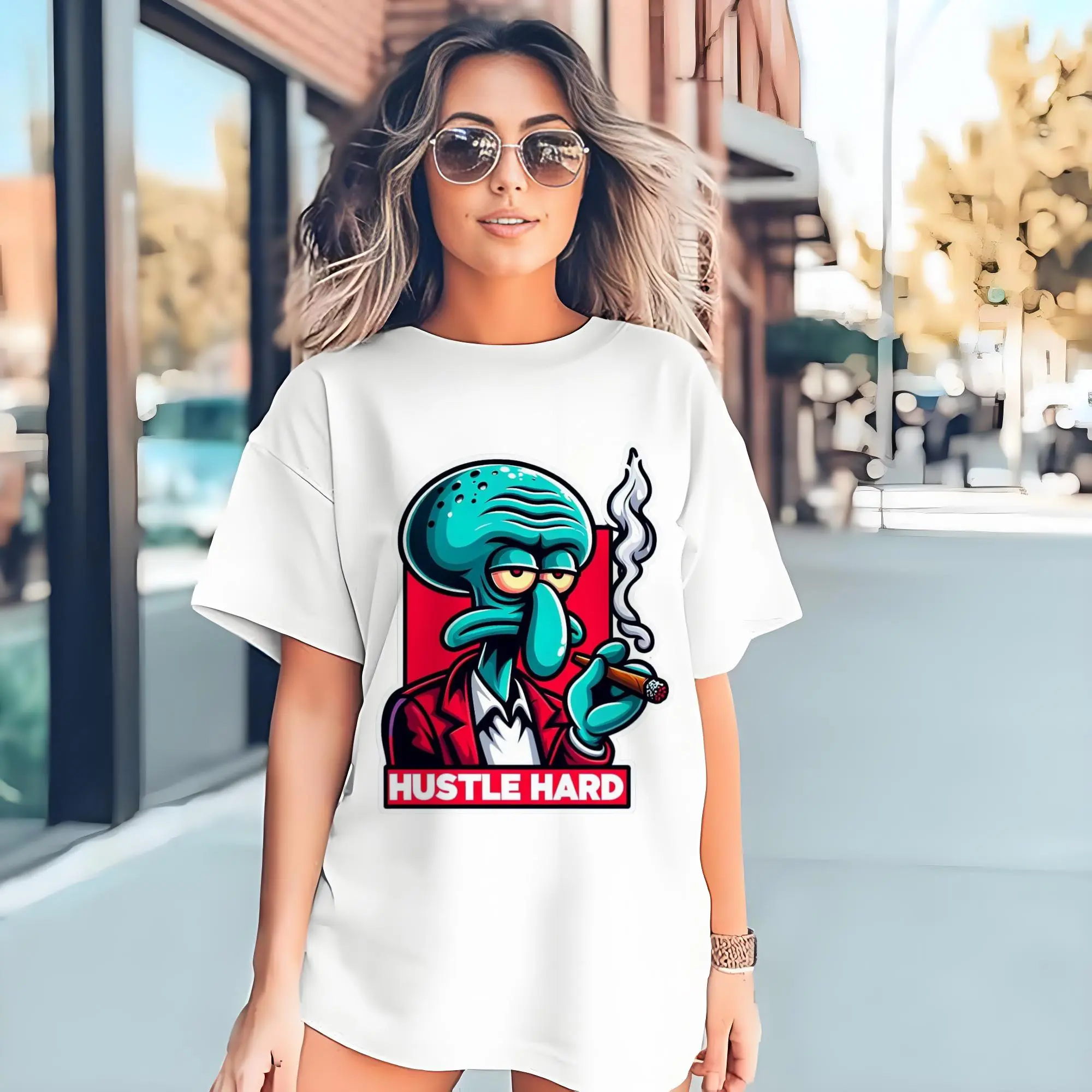 Spongebob Squidward hustle hard t-shirt