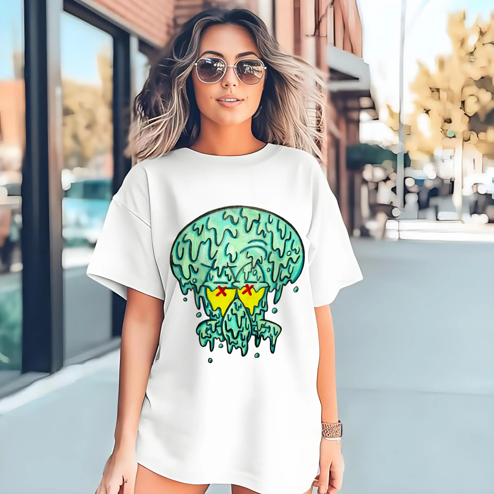 Spongebob Squidward dissolve the pattern t-shirt