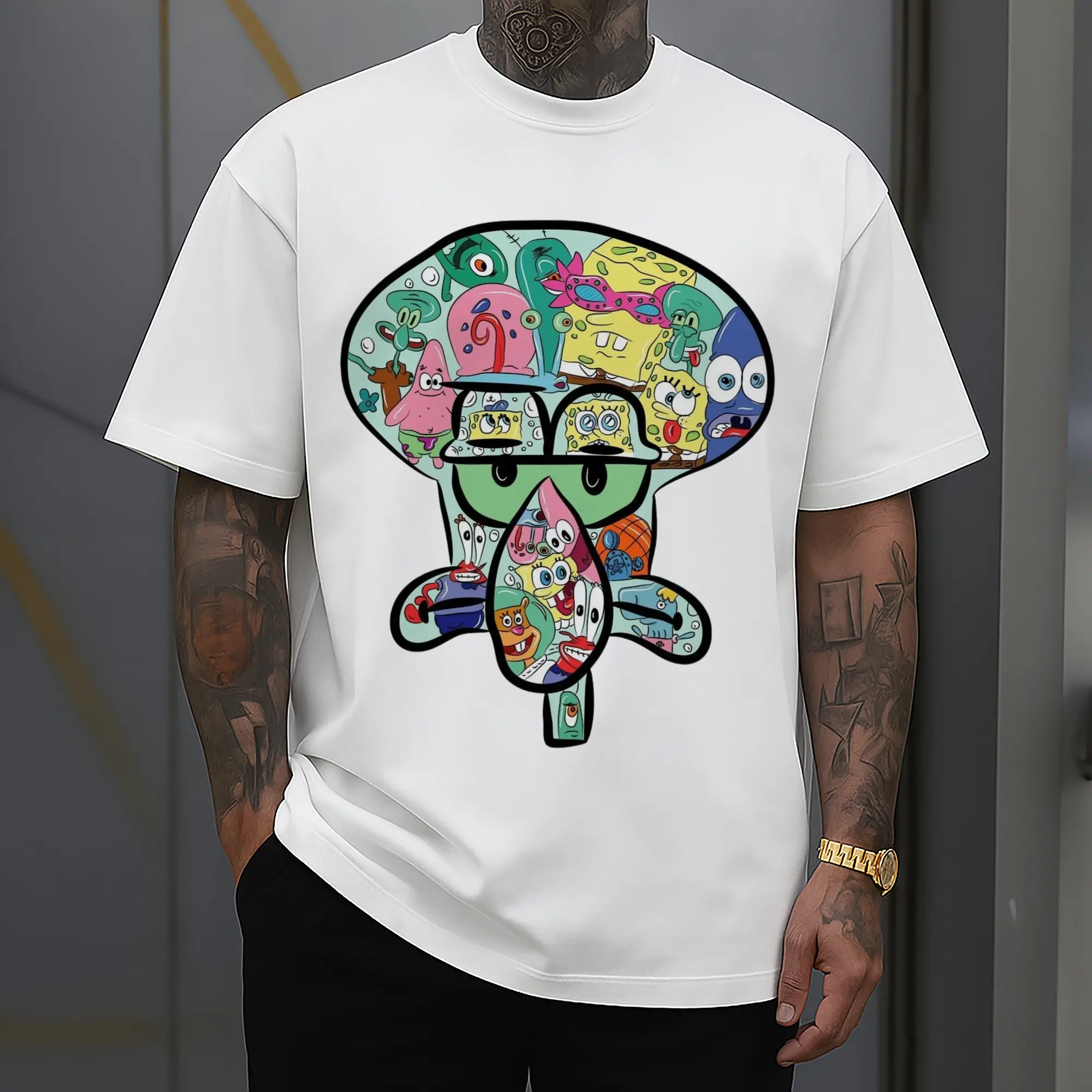 Spongebob Squidward collage t-shirt