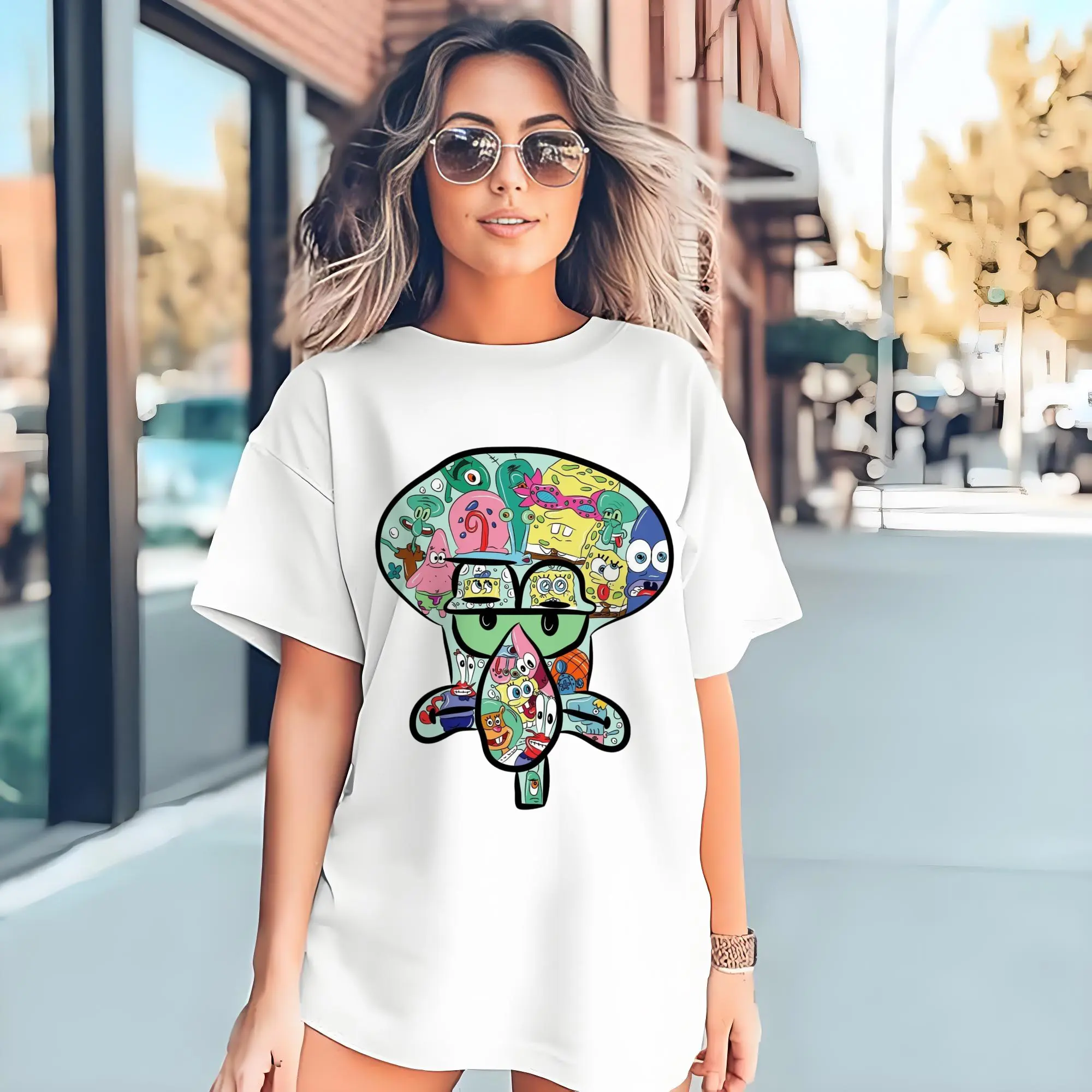 Spongebob Squidward collage t-shirt