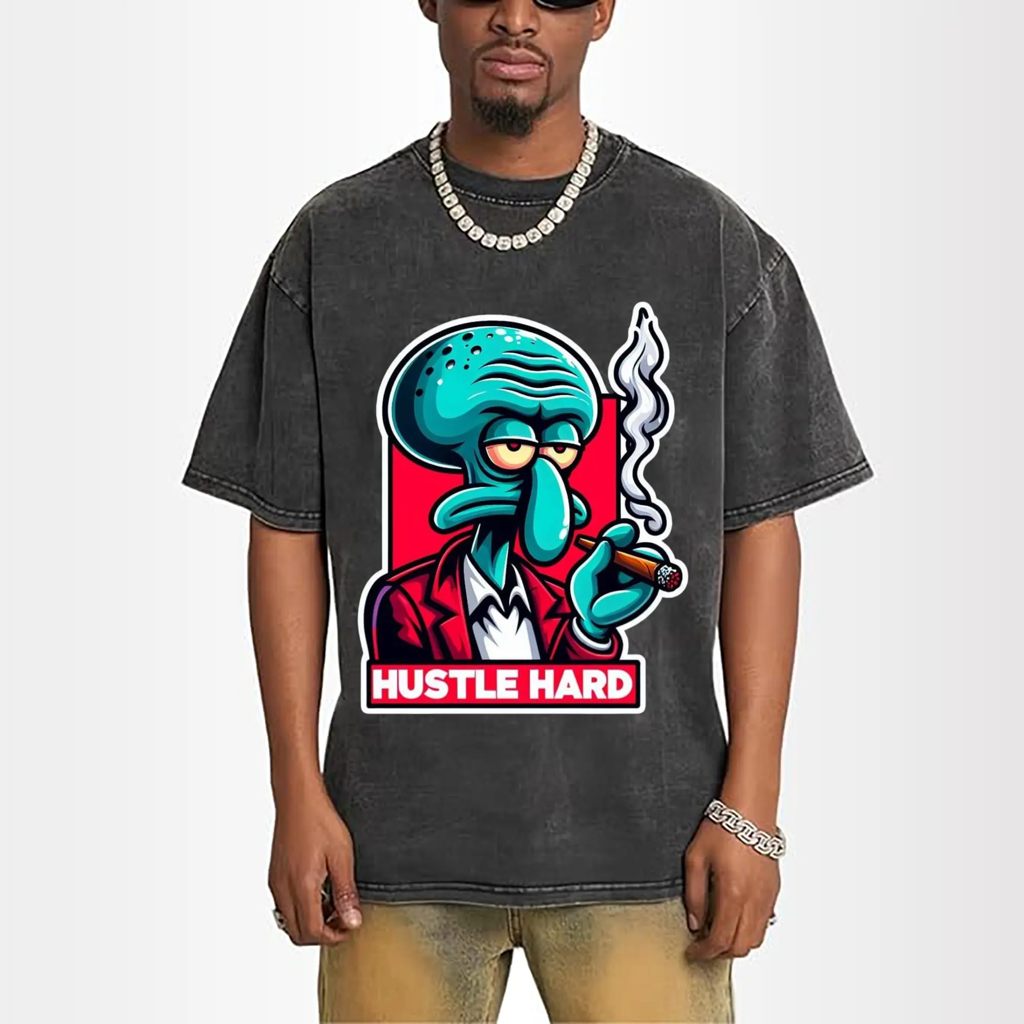 Spongebob Squidward hustle hard t-shirt