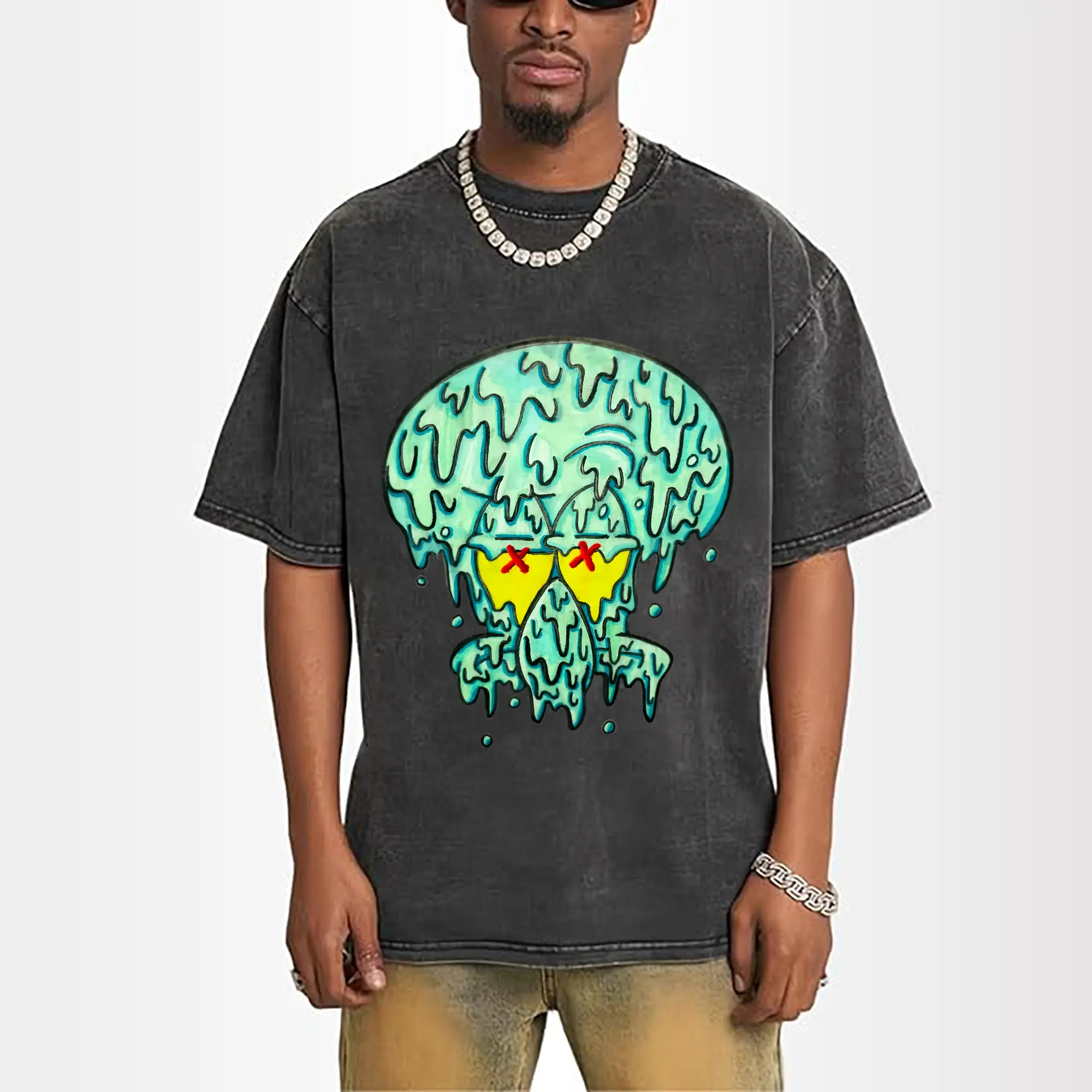 Spongebob Squidward dissolve the pattern t-shirt