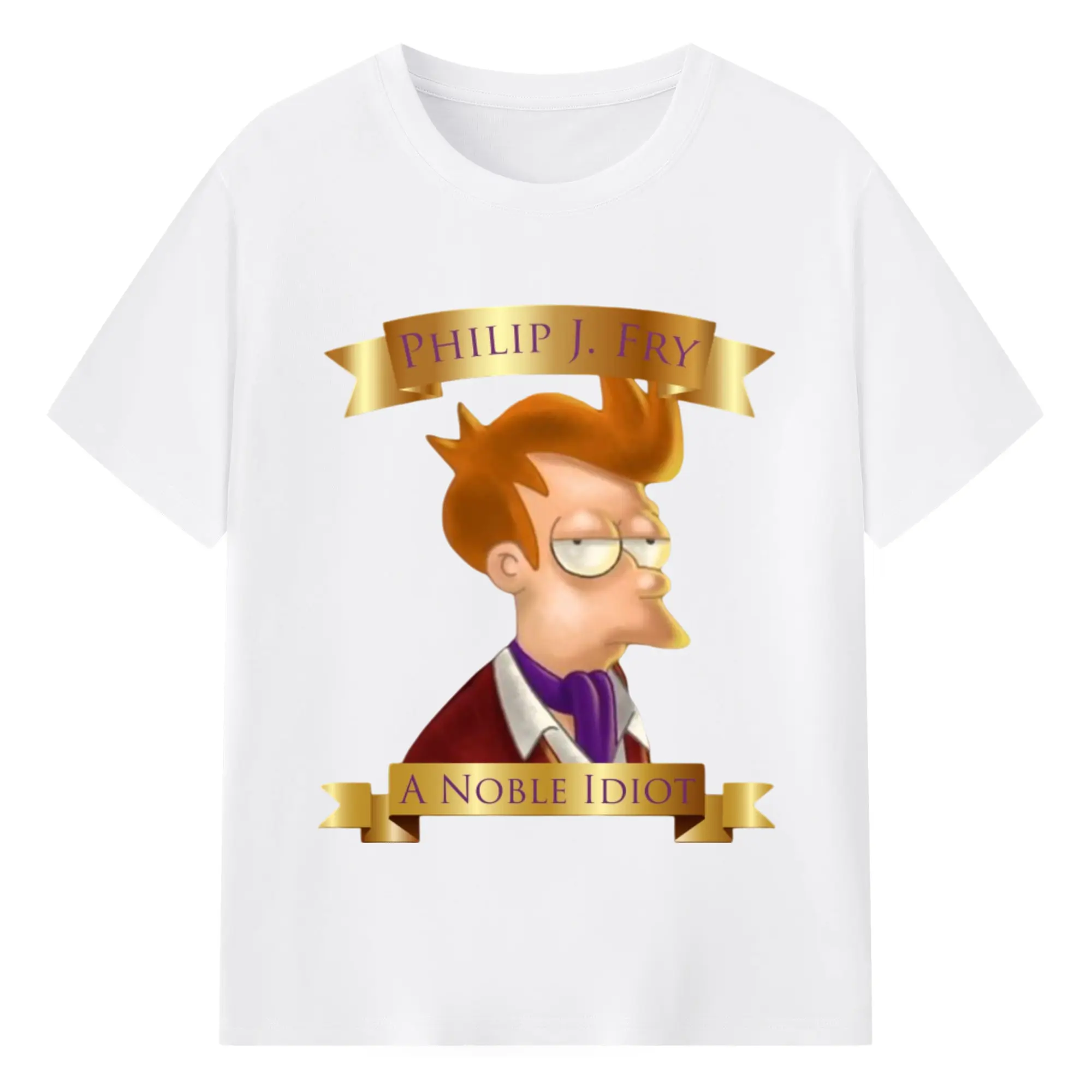 Philip j. fry cartoon shirt - 180g Cotton T-Shirt With Front Heat Transfer Print – Soft, Lightweight, Fitted Design – Comfortable Casual Wear For Sports & Everyday Use