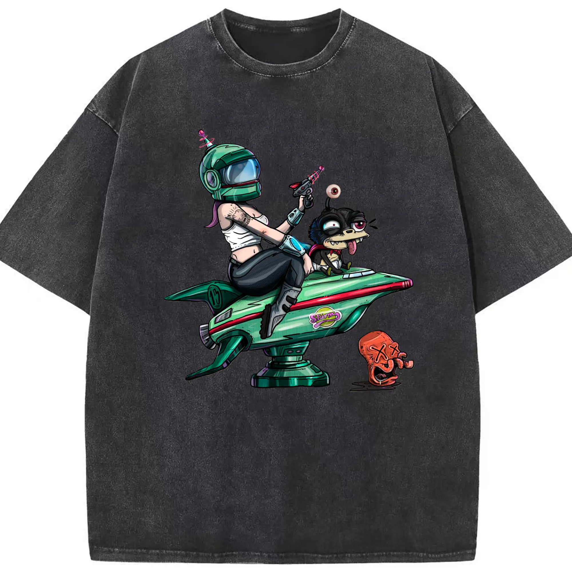 Turanga leela graphic tee - Washed Vintage Look 230g Cotton Oversized T-Shirt With Front Heat Transfer Print – Soft, Lightweight, Stylish Fit – Comfortable Casual Wear For Sports & Everyday Use