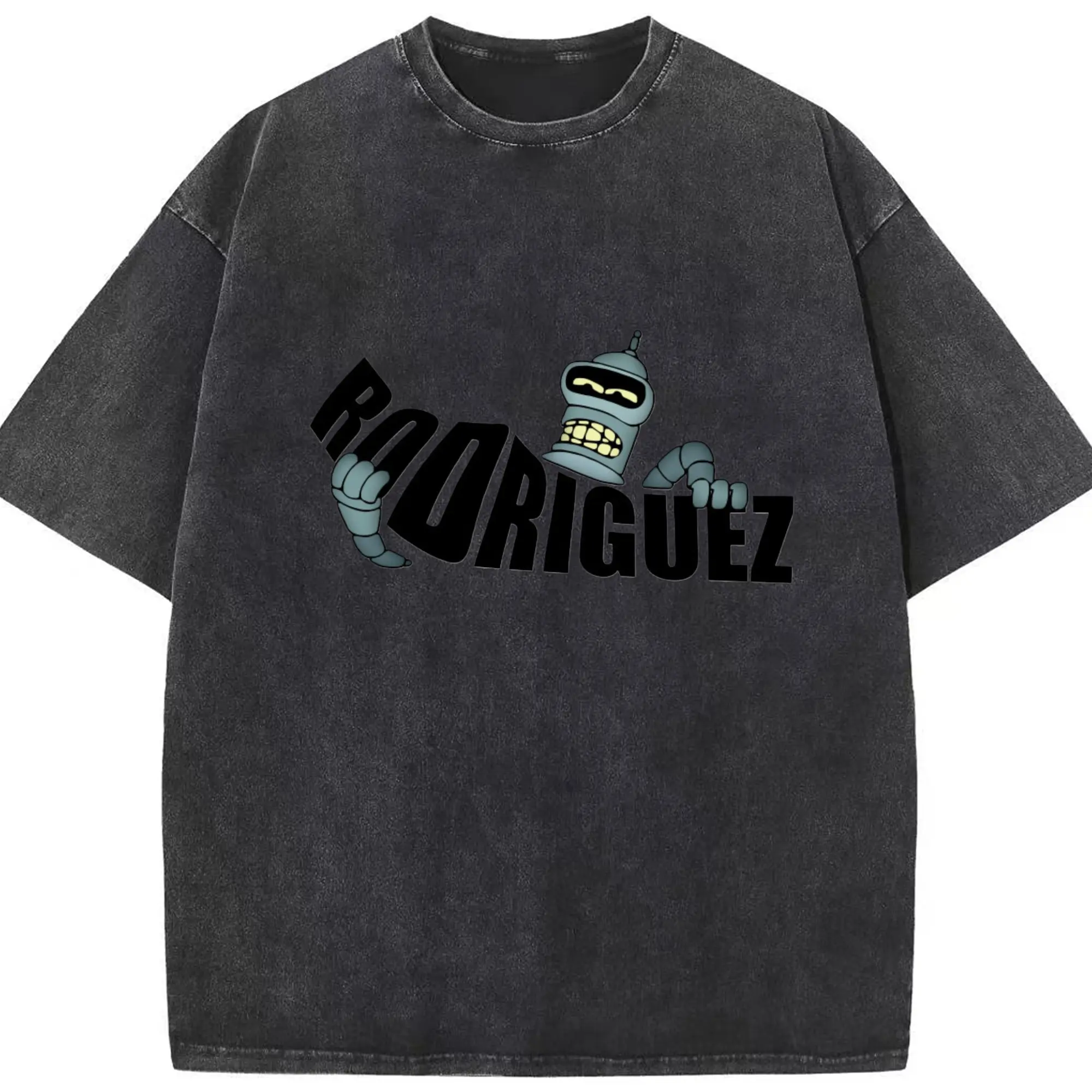 Bender Bending Rodríguez graphic t-shirt - Washed Vintage Look 230g Cotton Oversized T-Shirt With Front Heat Transfer Print – Soft, Lightweight, Stylish Fit – Comfortable Casual Wear For Sports & Everyday Use