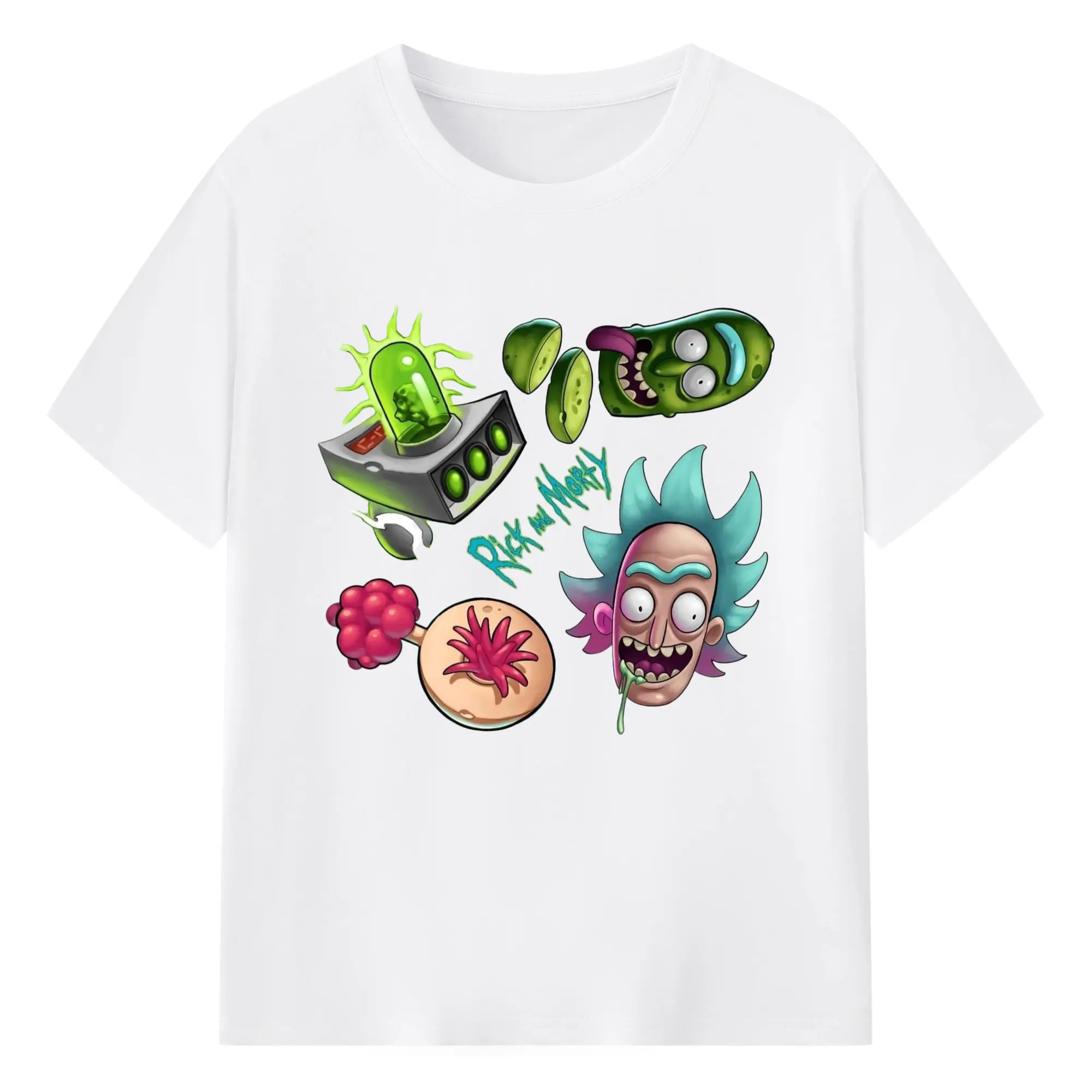 Rick Sanchez collage T-Shirt - 180g Cotton T-Shirt With Front Heat Transfer Print – Soft, Lightweight, Fitted Design – Comfortable Casual Wear For Sports & Everyday Use