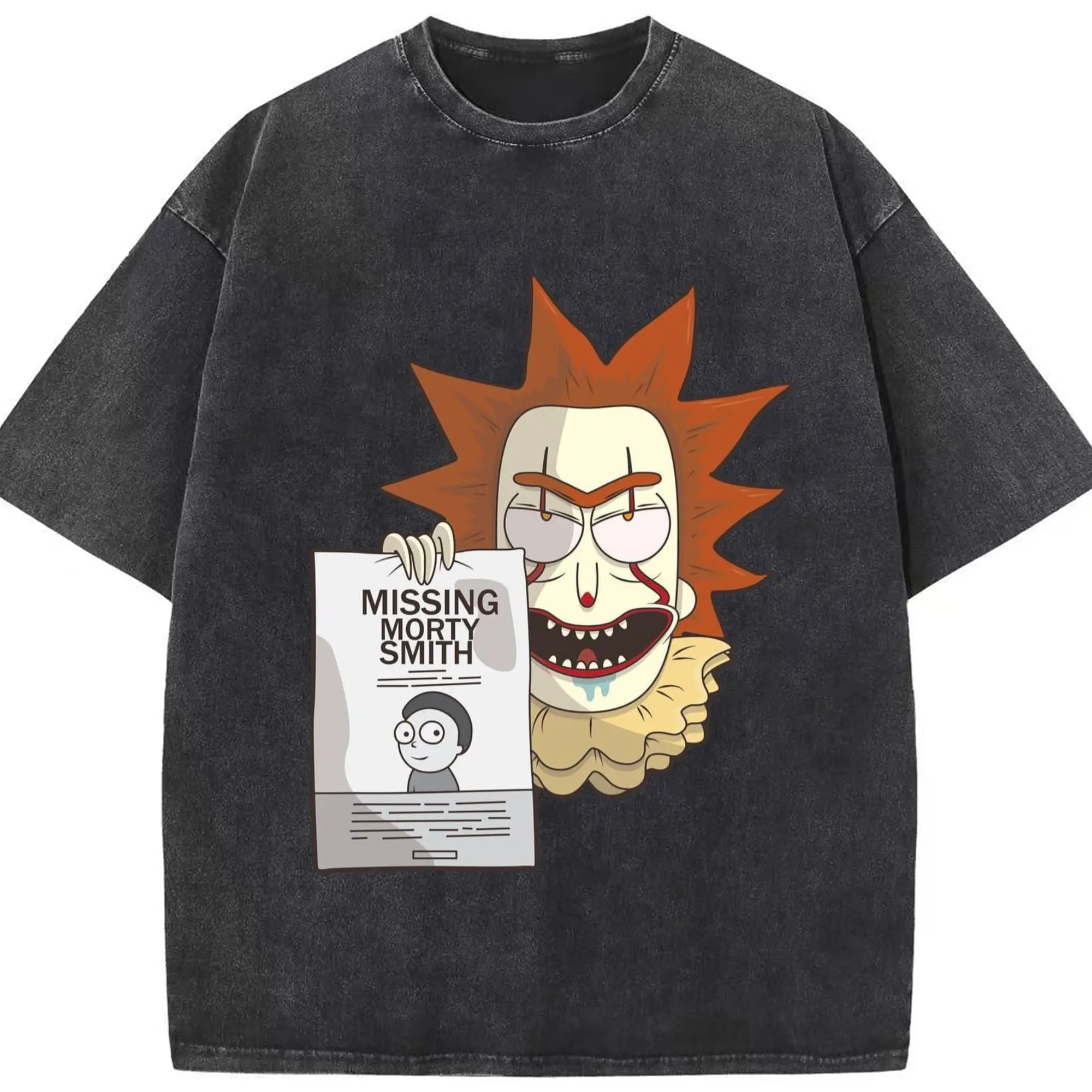 Men's Rick Sanchez joker tee - Washed Vintage Look 230g Cotton Oversized T-Shirt With Front Heat Transfer Print – Soft, Lightweight, Stylish Fit – Comfortable Casual Wear For Sports & Everyday Use