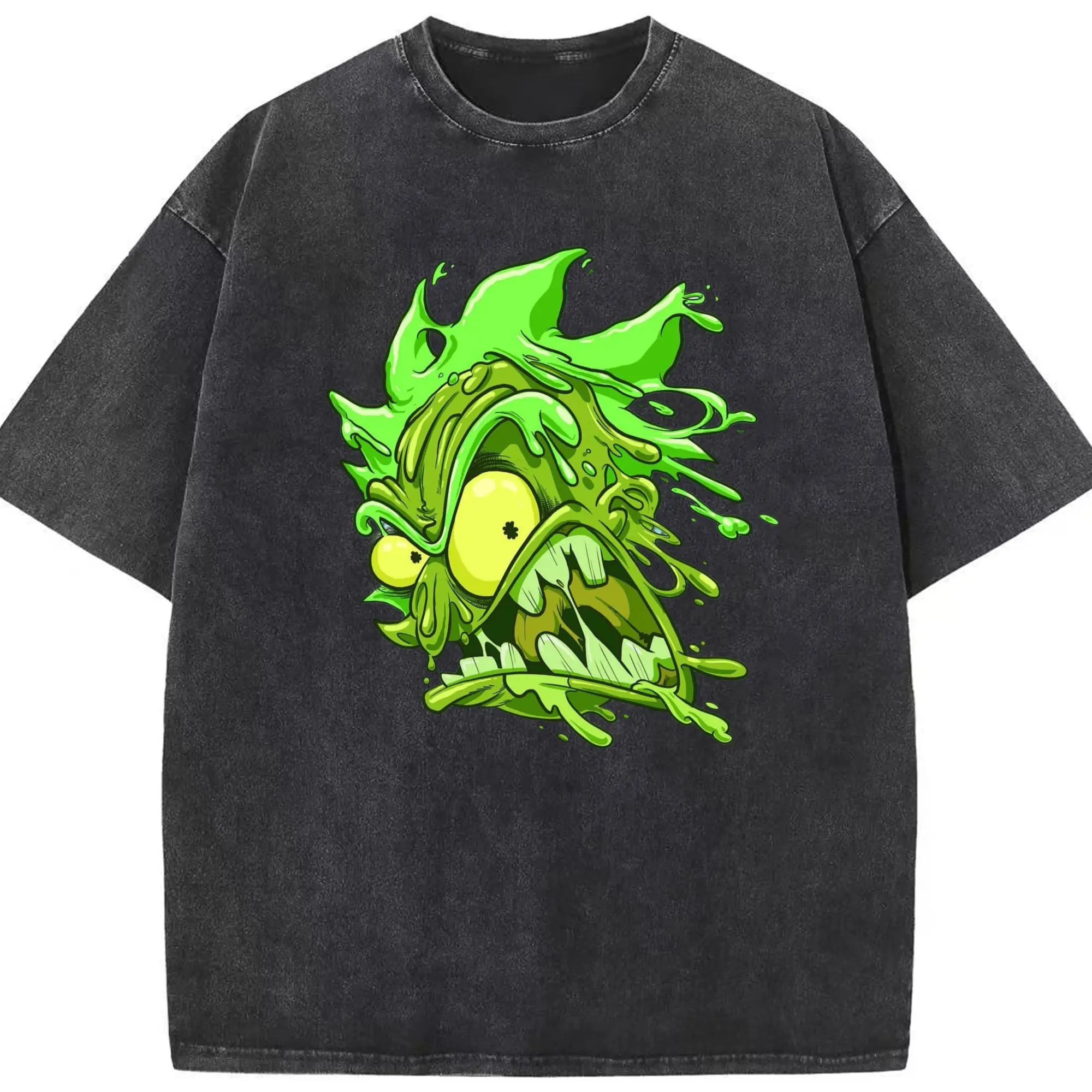 Rick Sanchez dissolve face tee - Washed Vintage Look 230g Cotton Oversized T-Shirt With Front Heat Transfer Print – Soft, Lightweight, Stylish Fit – Comfortable Casual Wear For Sports & Everyday Use