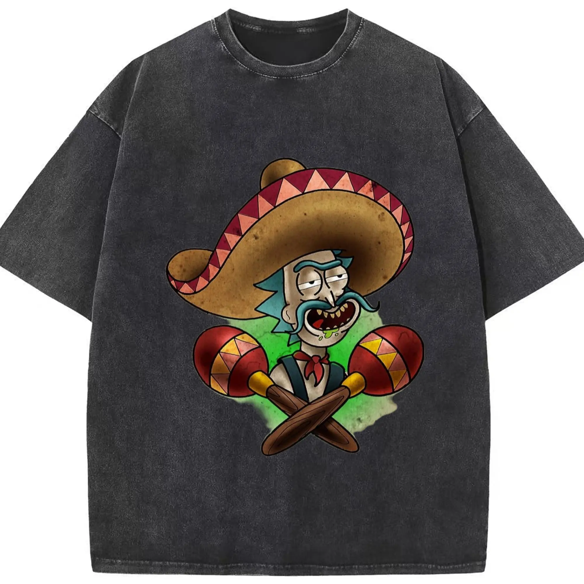Rick sanchez graphic t-shirt - Washed Vintage Look 230g Cotton Oversized T-Shirt With Front Heat Transfer Print – Soft, Lightweight, Stylish Fit – Comfortable Casual Wear For Sports & Everyday Use