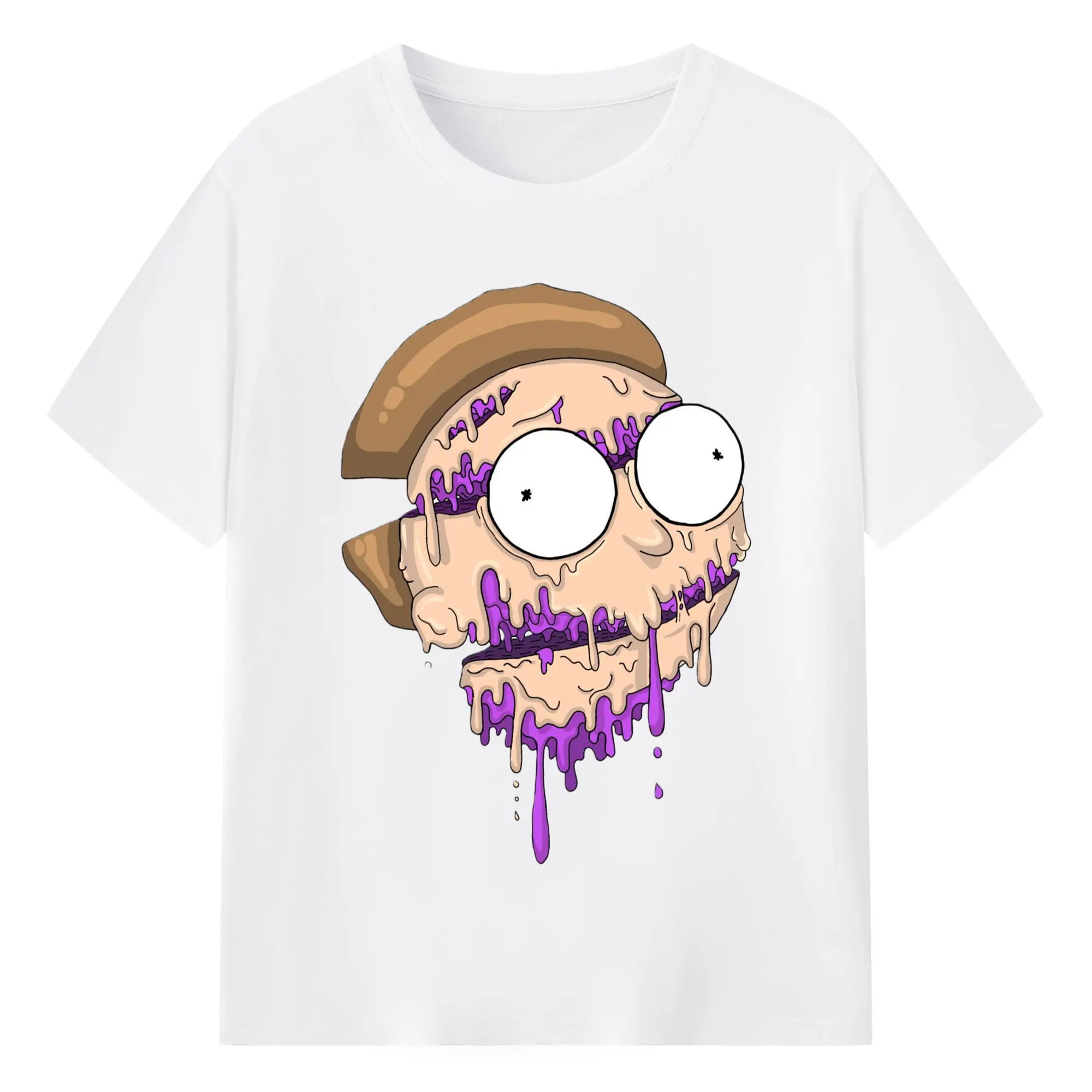 Morty smith cartoon face t-shirt - 180g Cotton T-Shirt With Front Heat Transfer Print – Soft, Lightweight, Fitted Design – Comfortable Casual Wear For Sports & Everyday Use