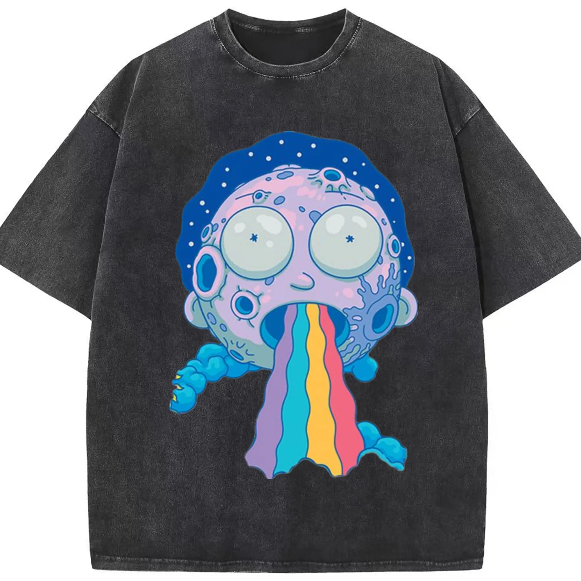 Morty smith color t-shirt - Washed Vintage Look 230g Cotton Oversized T-Shirt With Front Heat Transfer Print – Soft, Lightweight, Stylish Fit – Comfortable Casual Wear For Sports & Everyday Use