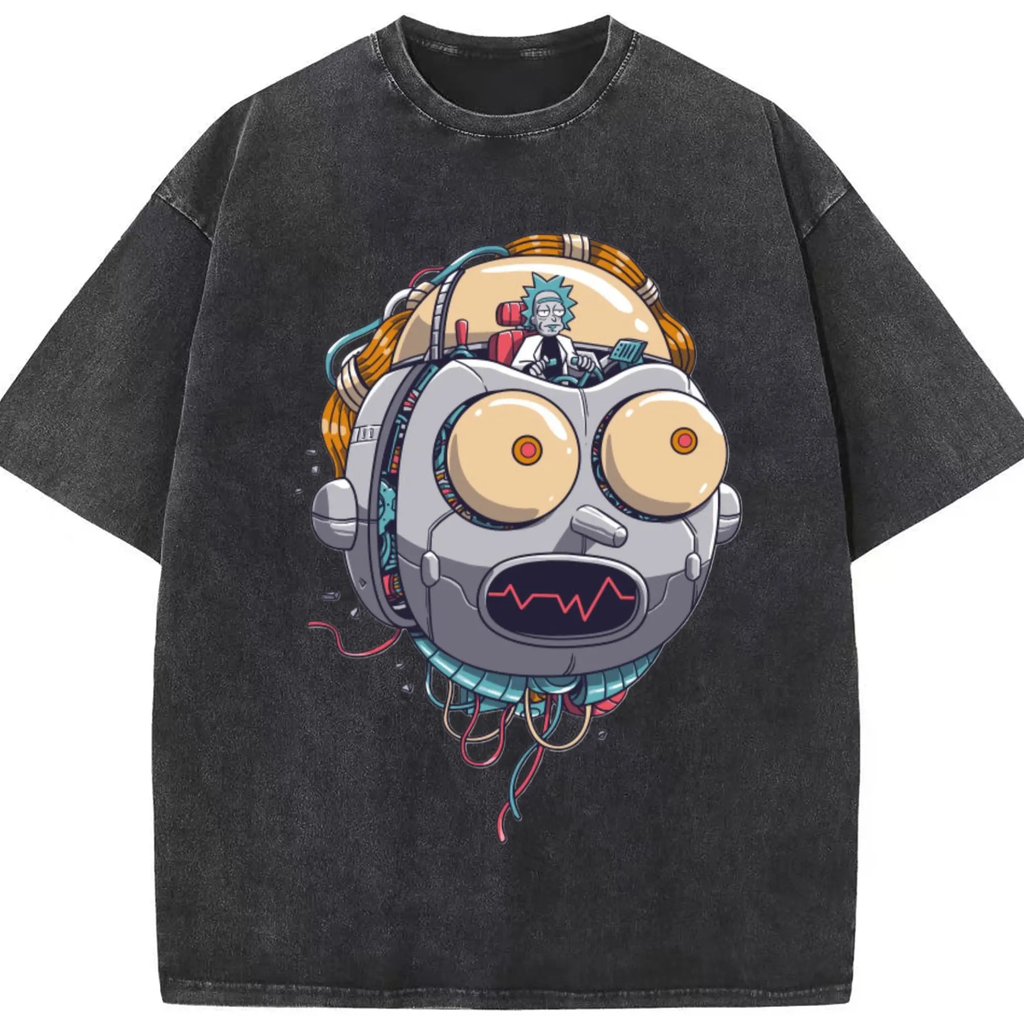 Morty smith graphic tee - Washed Vintage Look 230g Cotton Oversized T-Shirt With Front Heat Transfer Print – Soft, Lightweight, Stylish Fit – Comfortable Casual Wear For Sports & Everyday Use