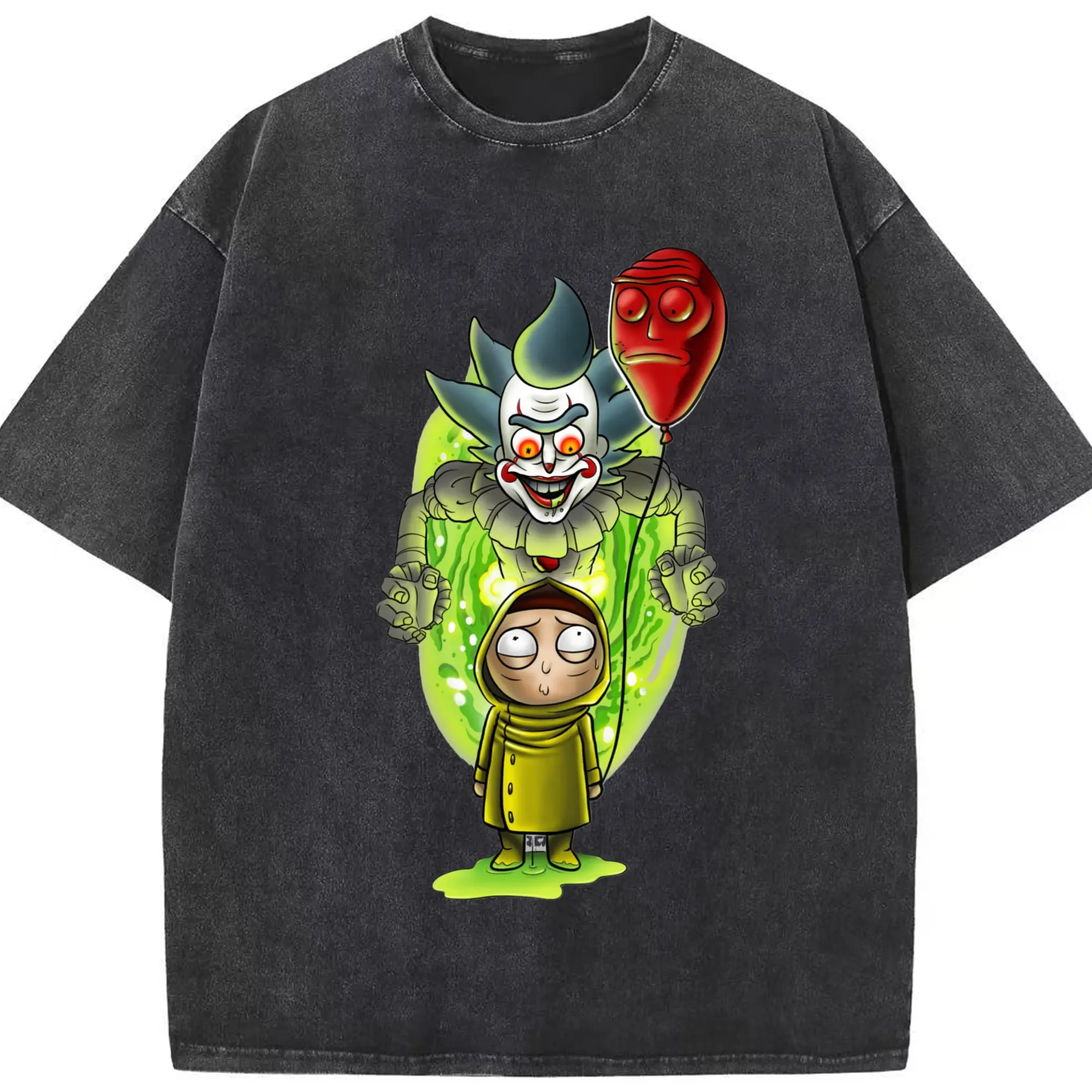 Morty smith graphic t-shirt - Washed Vintage Look 230g Cotton Oversized T-Shirt With Front Heat Transfer Print – Soft, Lightweight, Stylish Fit – Comfortable Casual Wear For Sports & Everyday Use