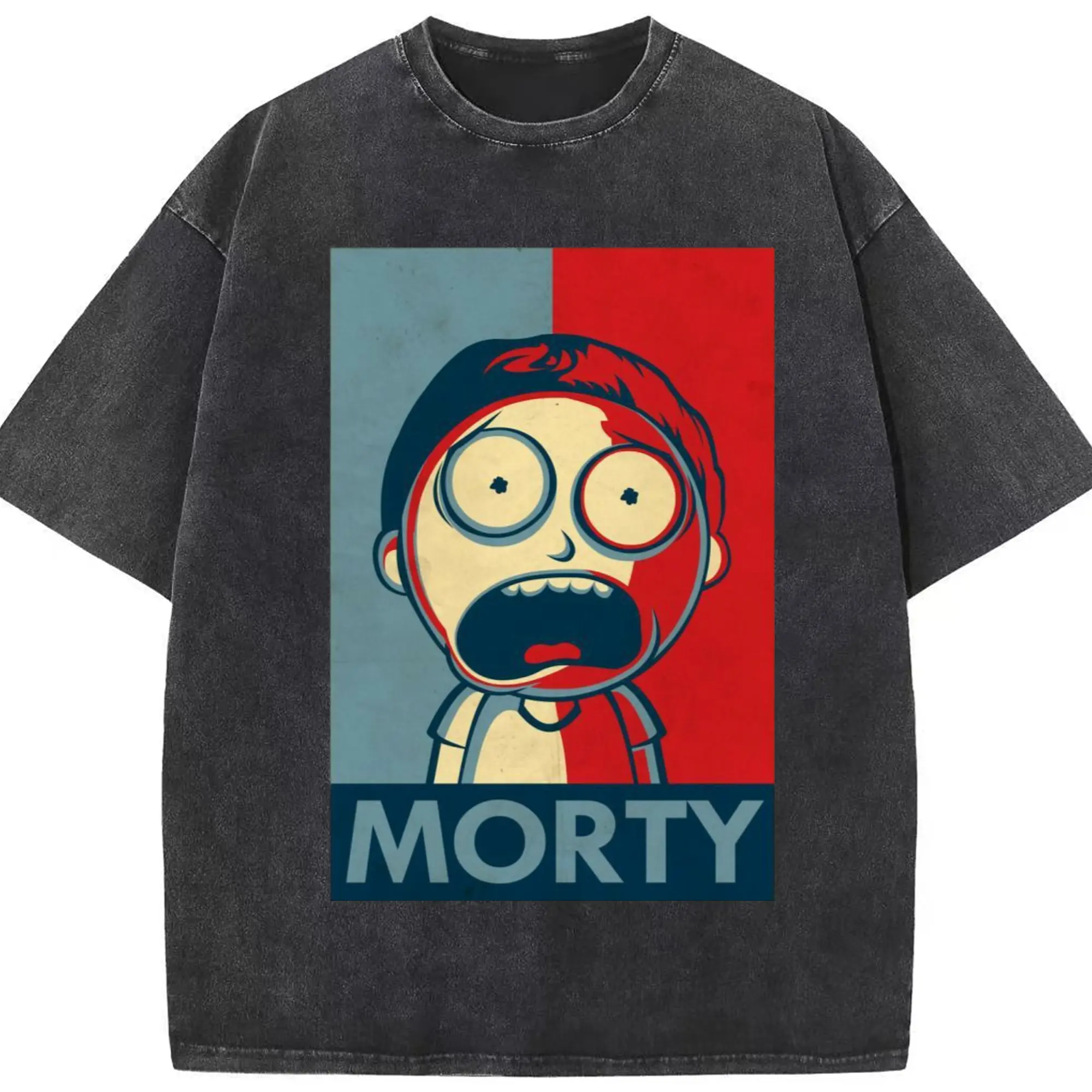 Morty Smith t-shirt - Washed Vintage Look 230g Cotton Oversized T-Shirt With Front Heat Transfer Print – Soft, Lightweight, Stylish Fit – Comfortable Casual Wear For Sports & Everyday Use