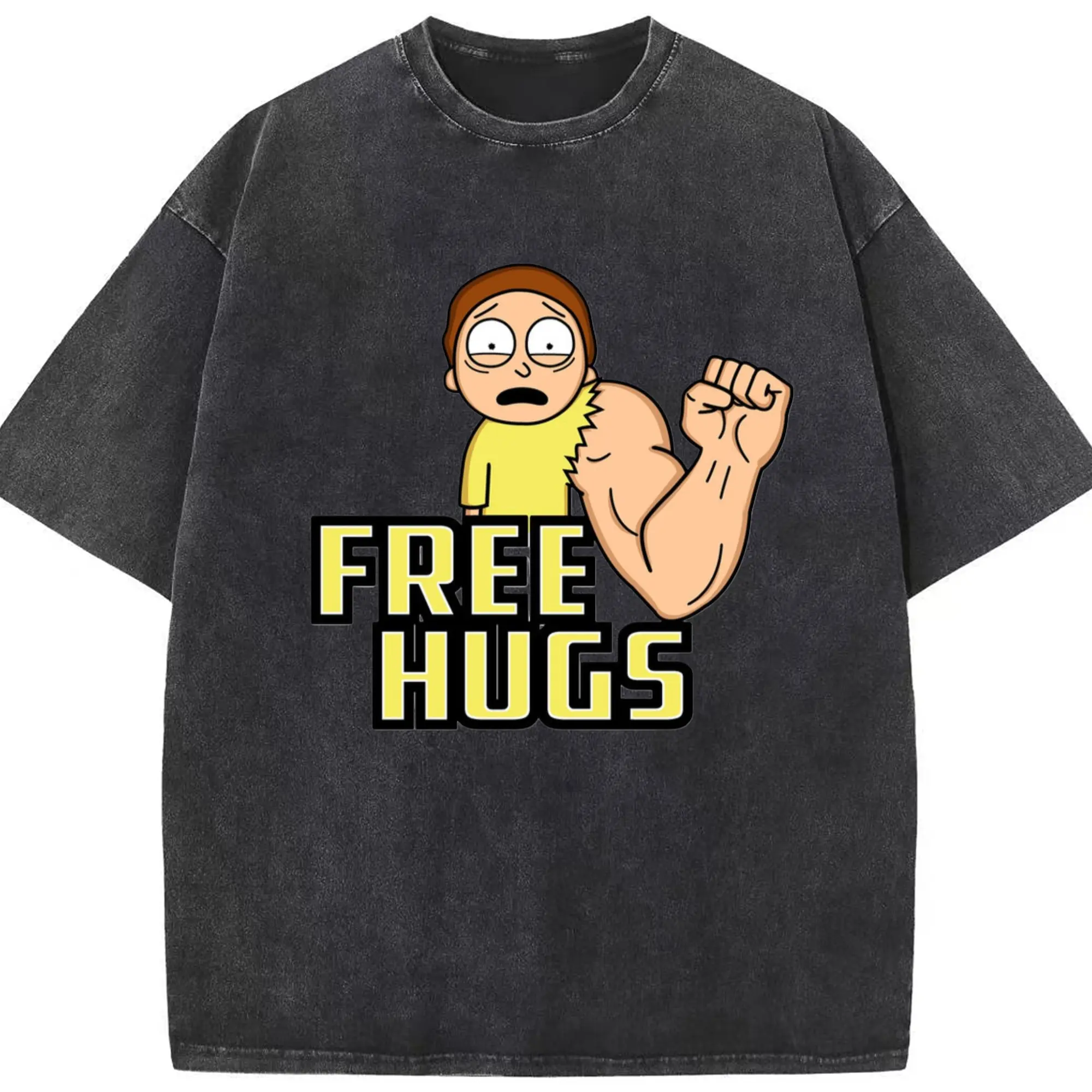 Morty smith vintage t-shirt - Washed Vintage Look 230g Cotton Oversized T-Shirt With Front Heat Transfer Print – Soft, Lightweight, Stylish Fit – Comfortable Casual Wear For Sports & Everyday Use