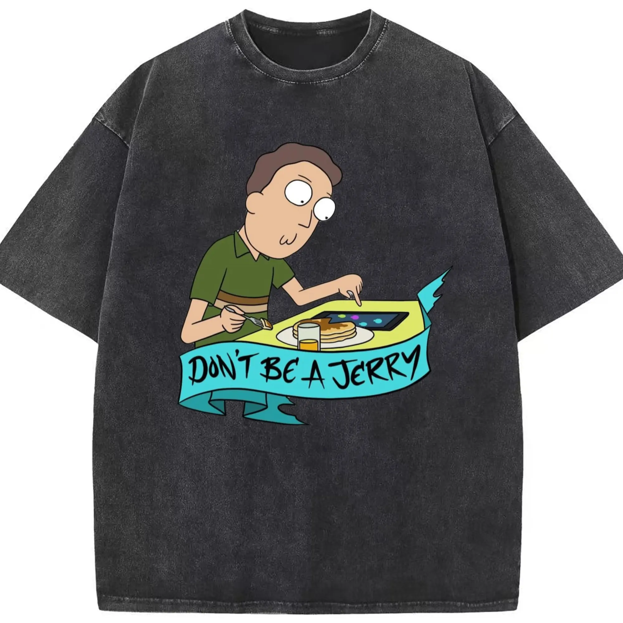 Men's Jerry Smith graphic t-shirt - Washed Vintage Look 230g Cotton Oversized T-Shirt With Front Heat Transfer Print – Soft, Lightweight, Stylish Fit – Comfortable Casual Wear For Sports & Everyday Use