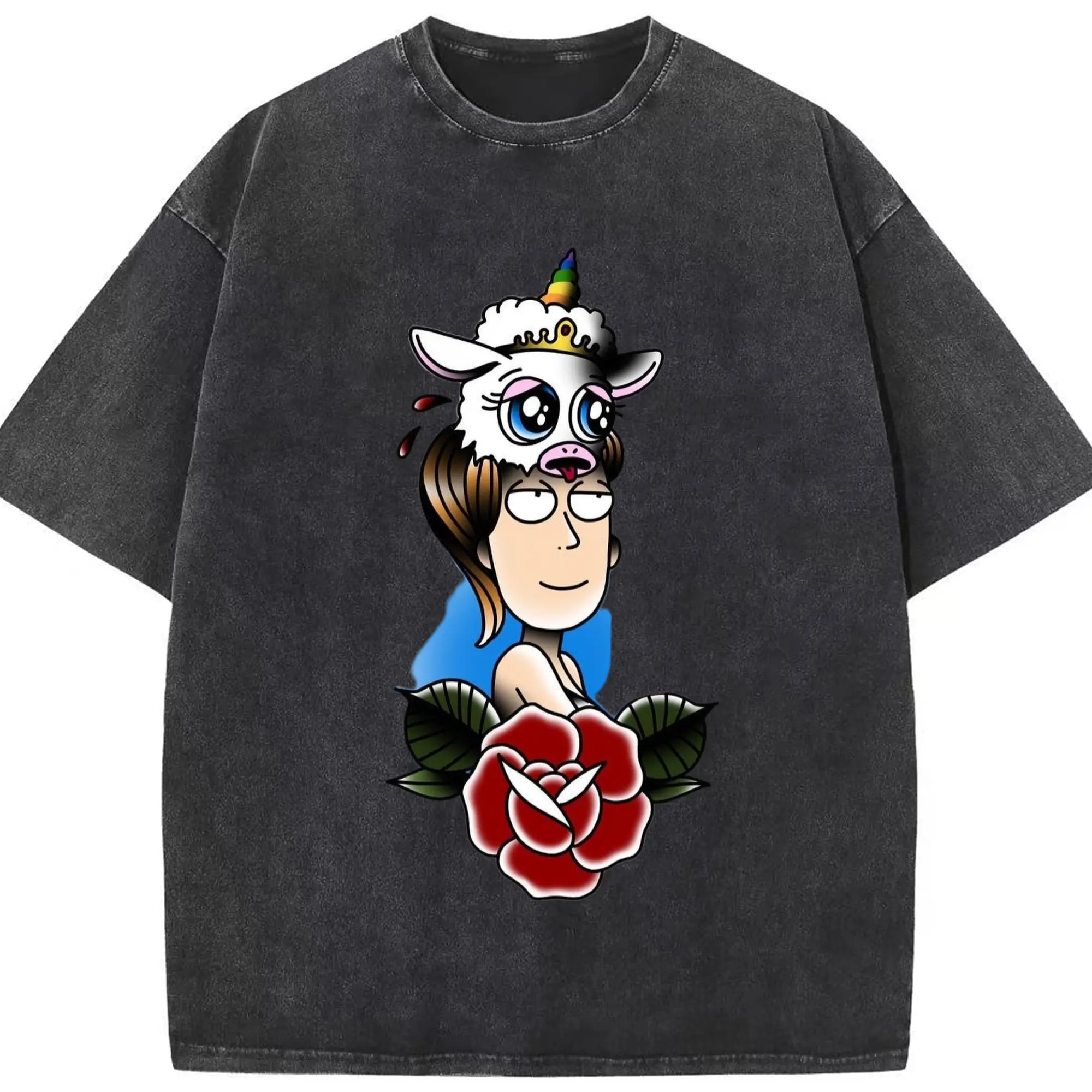 Summer Smith t-shirt - Washed Vintage Look 230g Cotton Oversized T-Shirt With Front Heat Transfer Print – Soft, Lightweight, Stylish Fit – Comfortable Casual Wear For Sports & Everyday Use