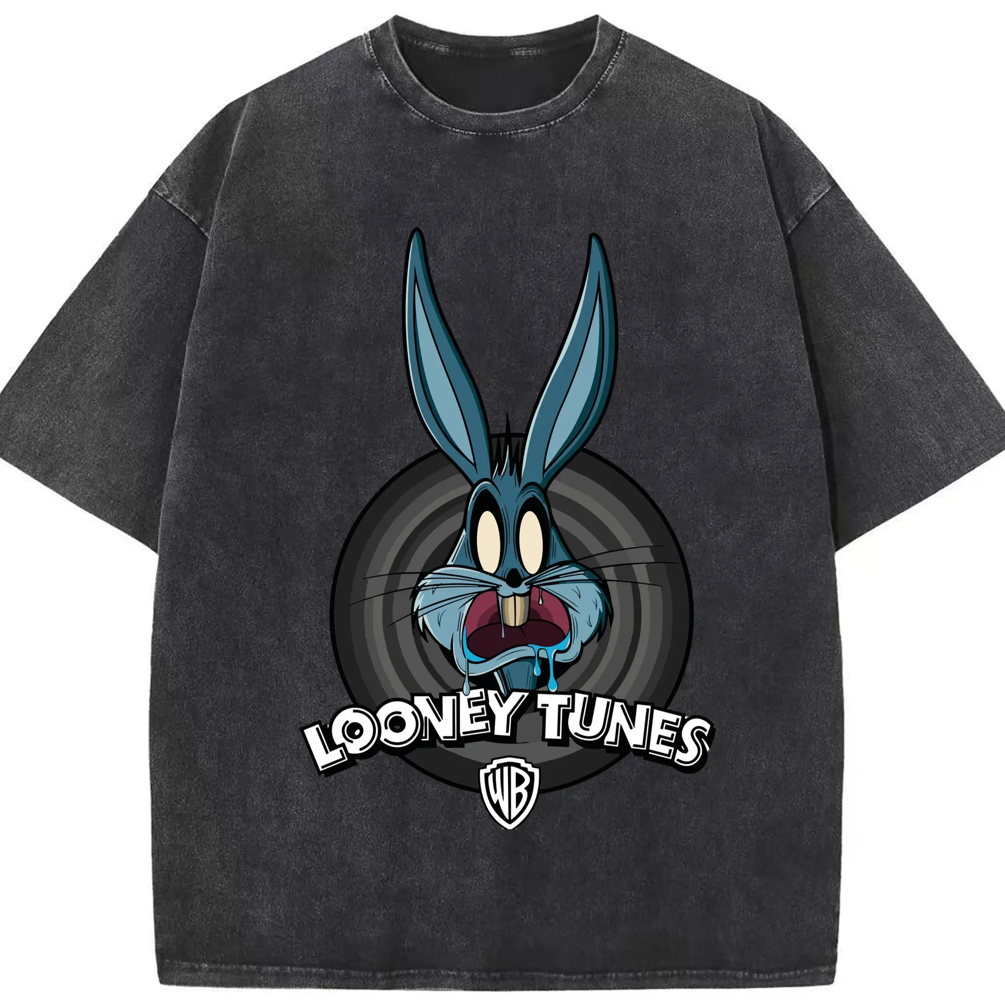Bugs bunny face shirt - Washed Vintage Look 230g Cotton Oversized T-Shirt With Front Heat Transfer Print – Soft, Lightweight, Stylish Fit – Comfortable Casual Wear For Sports & Everyday Use