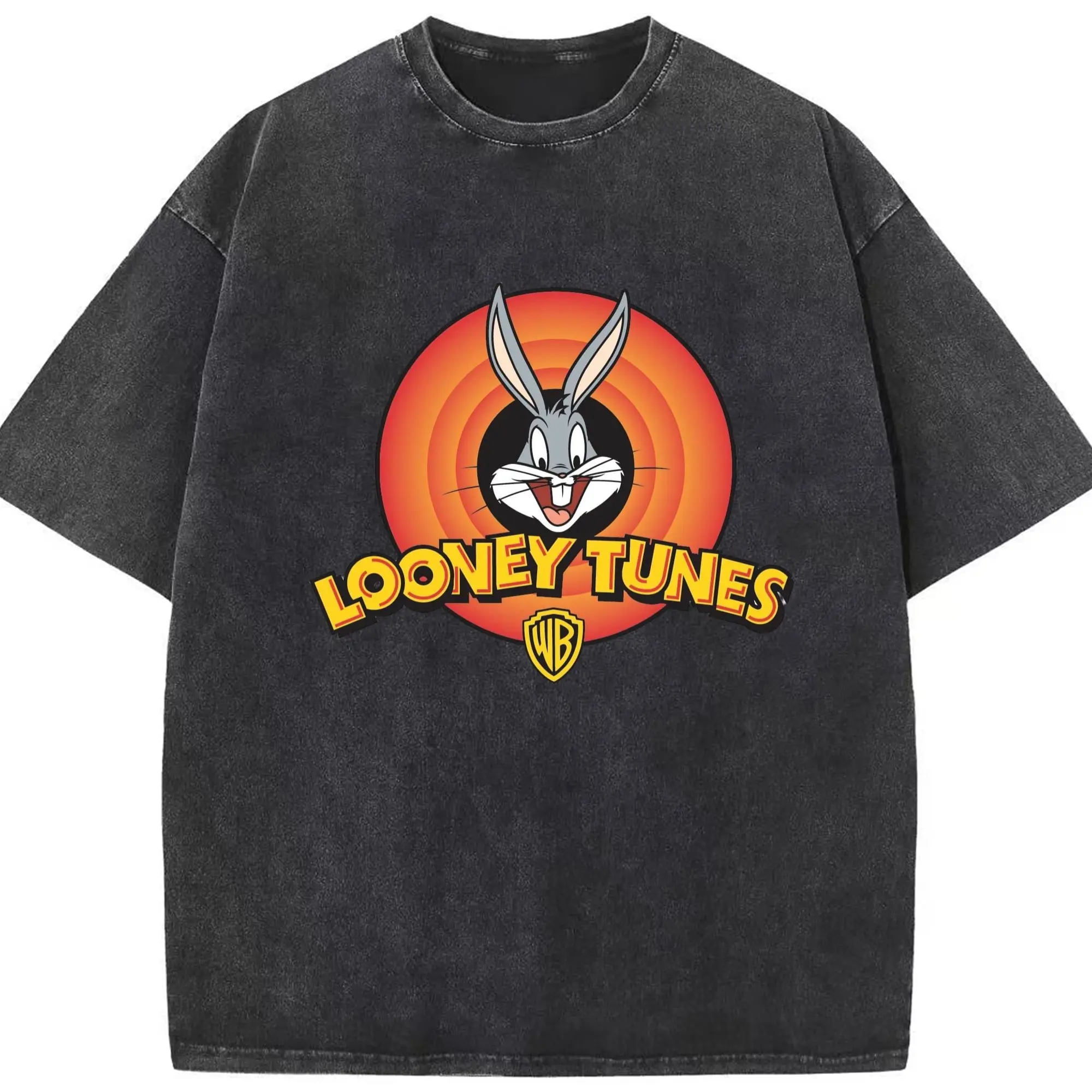 Bugs bunny face t-shirt​ - Washed Vintage Look 230g Cotton Oversized T-Shirt With Front Heat Transfer Print – Soft, Lightweight, Stylish Fit – Comfortable Casual Wear For Sports & Everyday Use