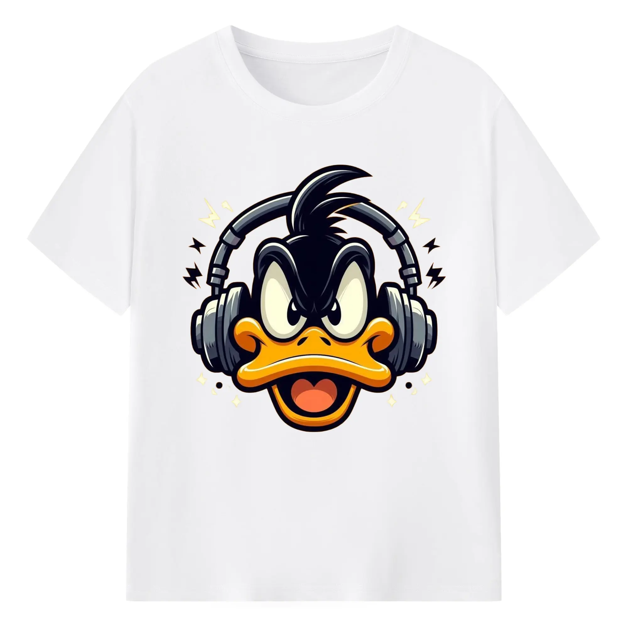 Daffy Duck face t-shirt - 180g Cotton T-Shirt With Front Heat Transfer Print – Soft, Lightweight, Fitted Design – Comfortable Casual Wear For Sports & Everyday Use