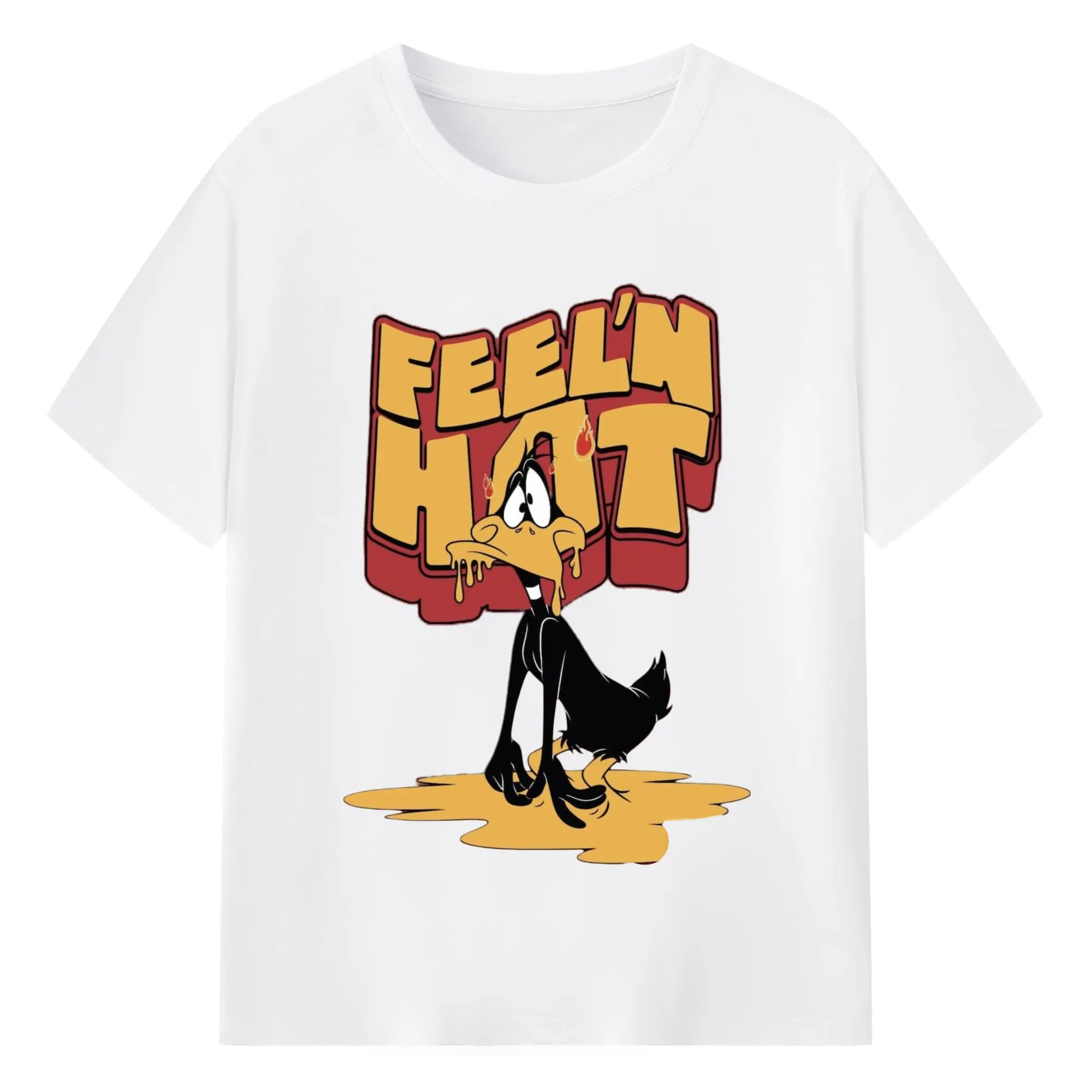Daffy duck graphic tee - 180g Cotton T-Shirt With Front Heat Transfer Print – Soft, Lightweight, Fitted Design – Comfortable Casual Wear For Sports & Everyday Use