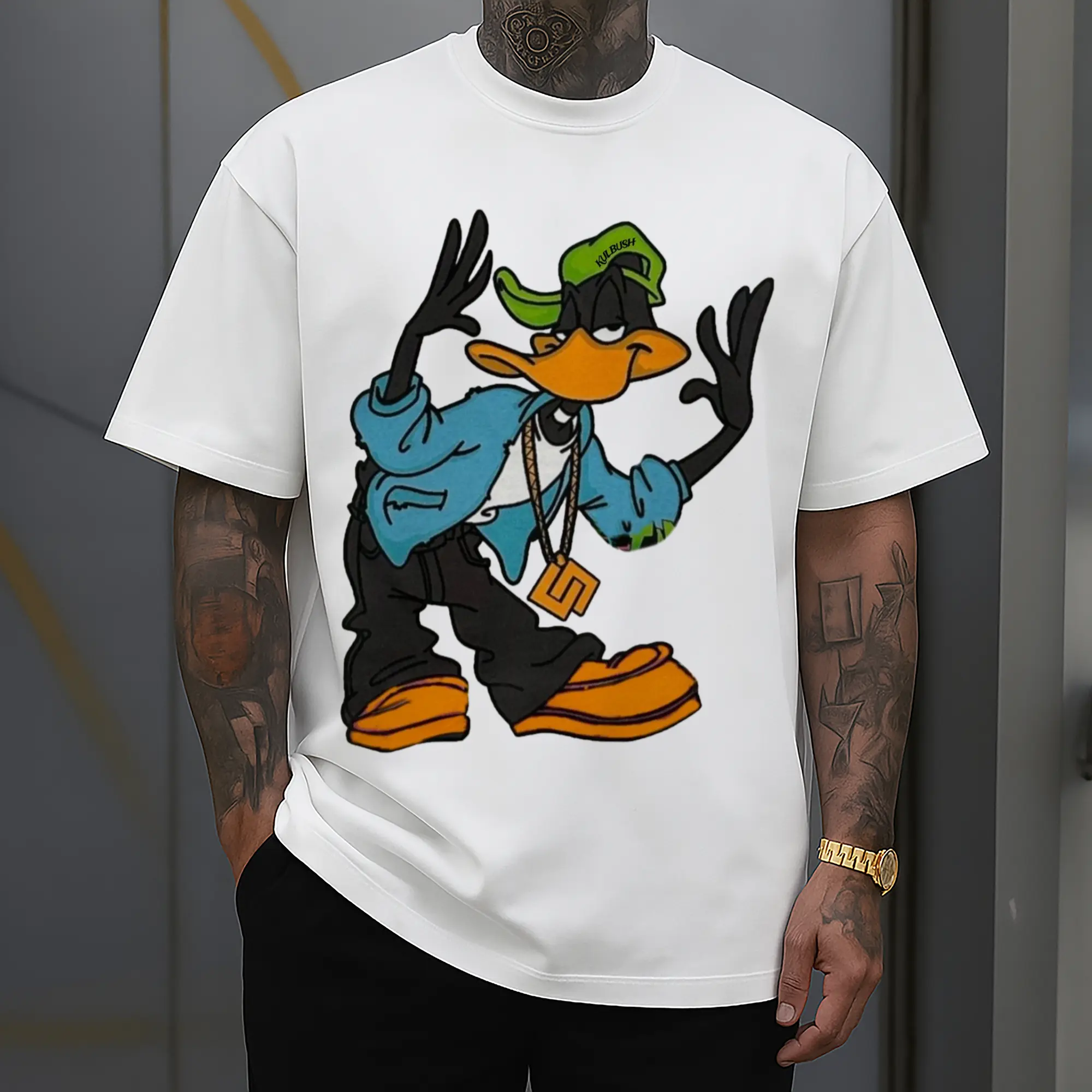 daffy duck men's hip hop t shirt​