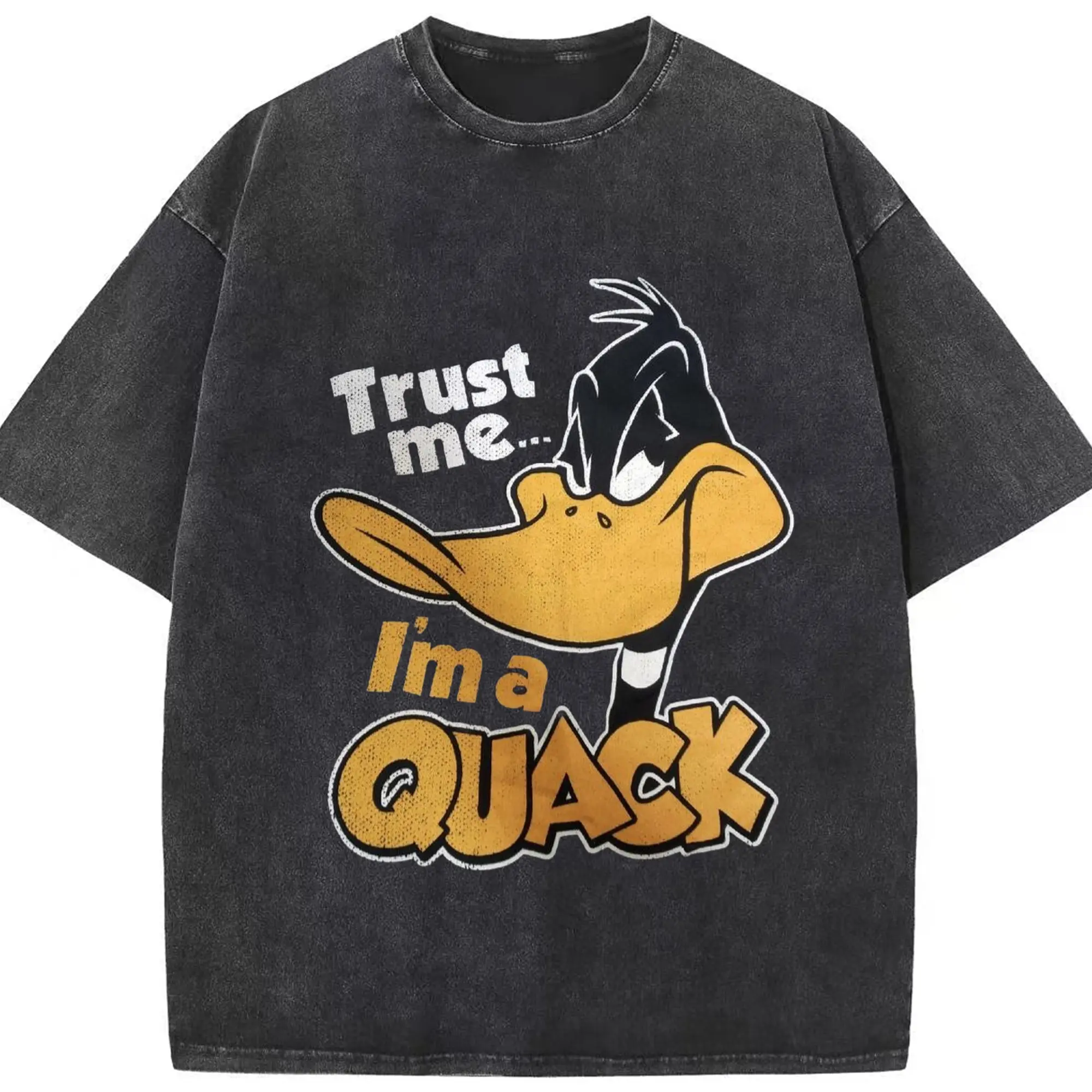Daffy duck despicable t shirt​ - Washed Vintage Look 230g Cotton Oversized T-Shirt With Front Heat Transfer Print – Soft, Lightweight, Stylish Fit – Comfortable Casual Wear For Sports & Everyday Use