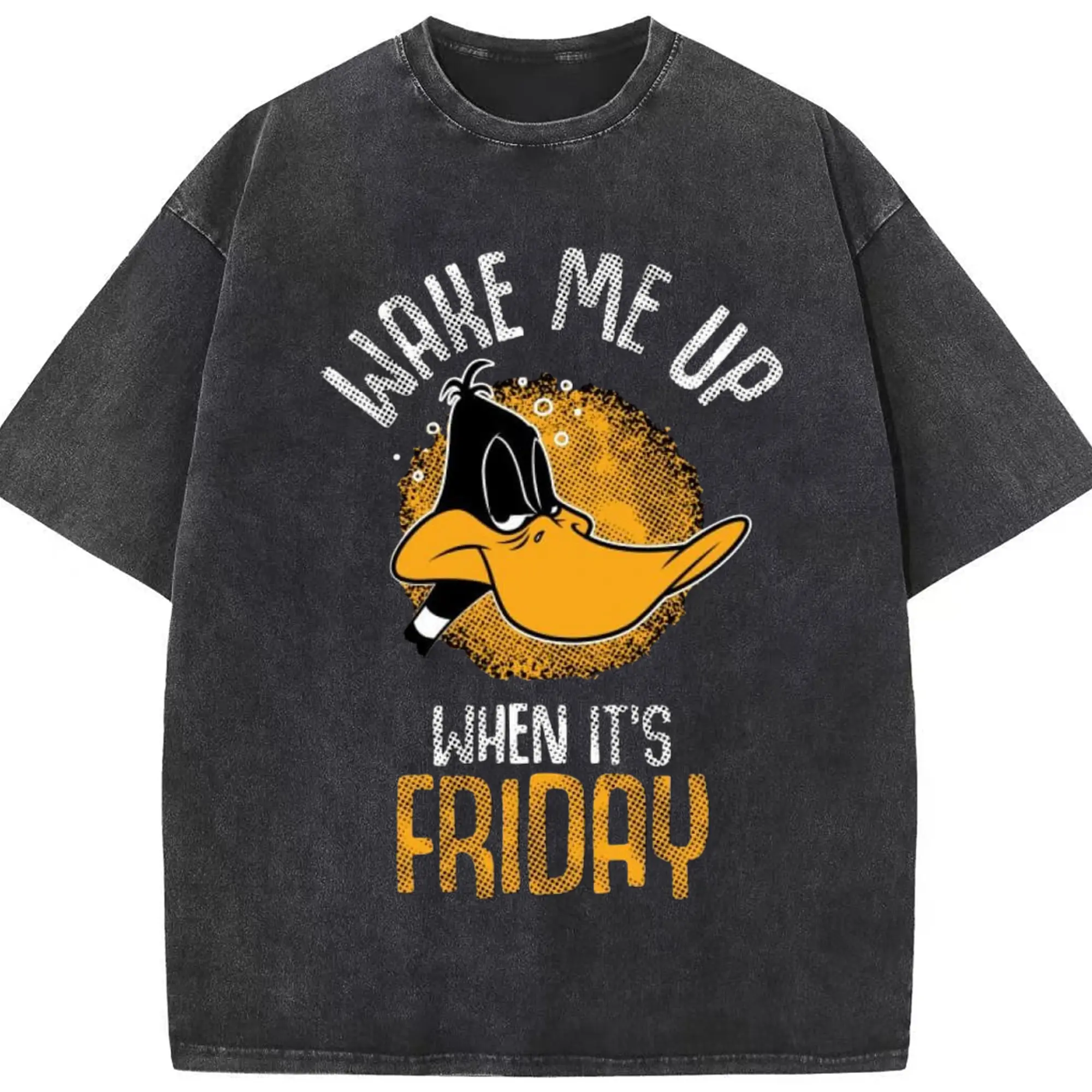 Daffy duck despicable tee - Washed Vintage Look 230g Cotton Oversized T-Shirt With Front Heat Transfer Print – Soft, Lightweight, Stylish Fit – Comfortable Casual Wear For Sports & Everyday Use