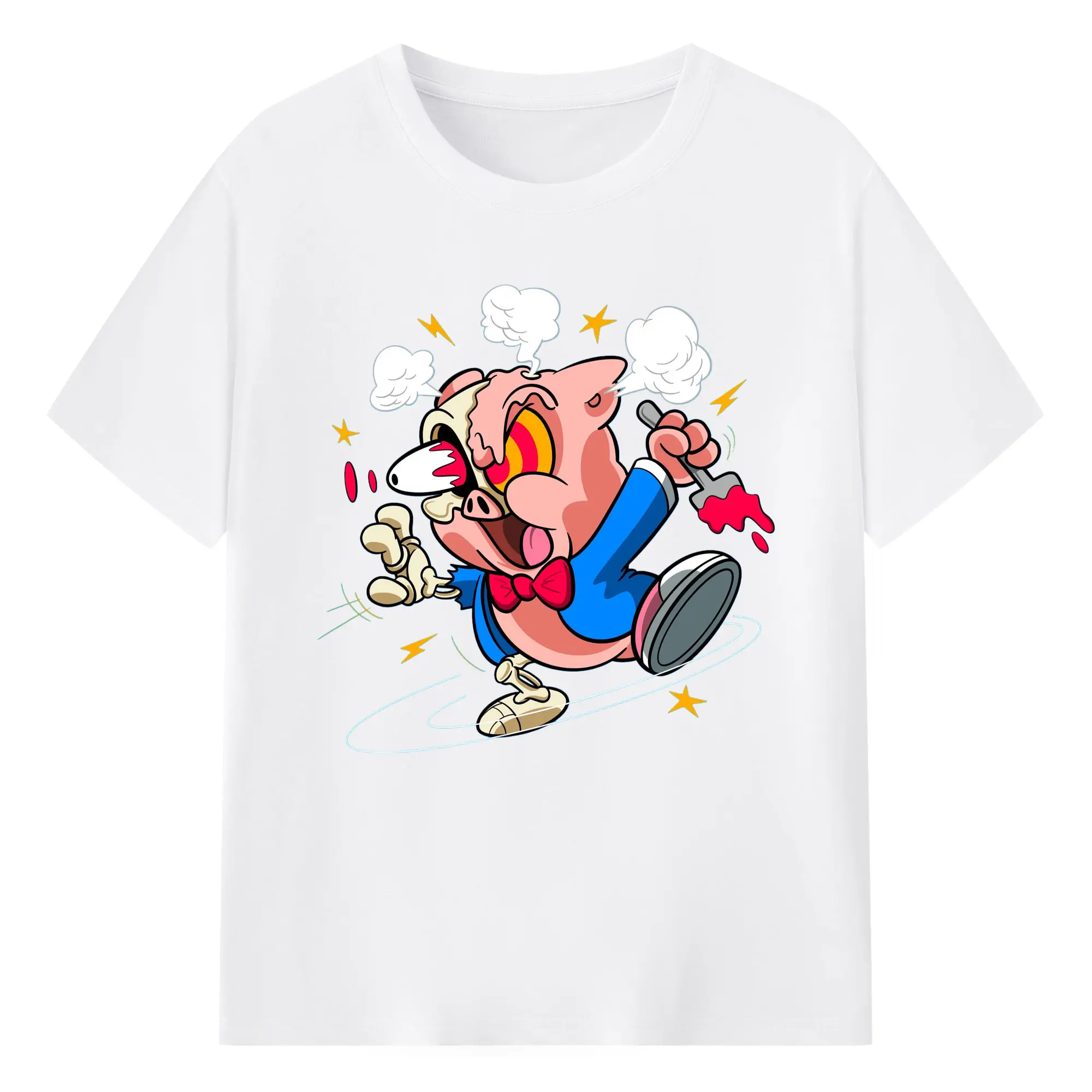 Porky Pig Cartoon graphic shirt - 180g Cotton T-Shirt With Front Heat Transfer Print – Soft, Lightweight, Fitted Design – Comfortable Casual Wear For Sports & Everyday Use
