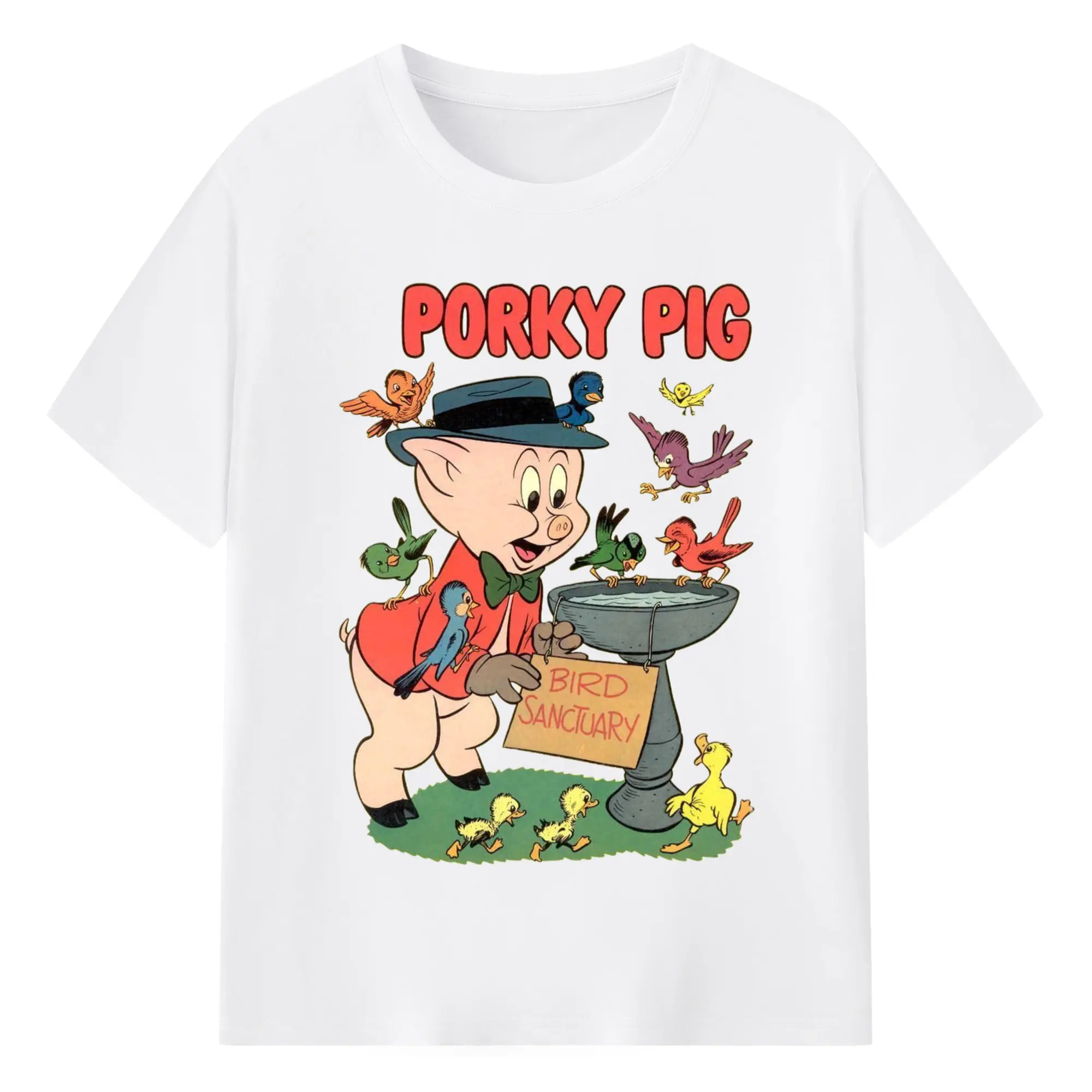 Porky Pig Cartoon shirt - 180g Cotton T-Shirt With Front Heat Transfer Print – Soft, Lightweight, Fitted Design – Comfortable Casual Wear For Sports & Everyday Use