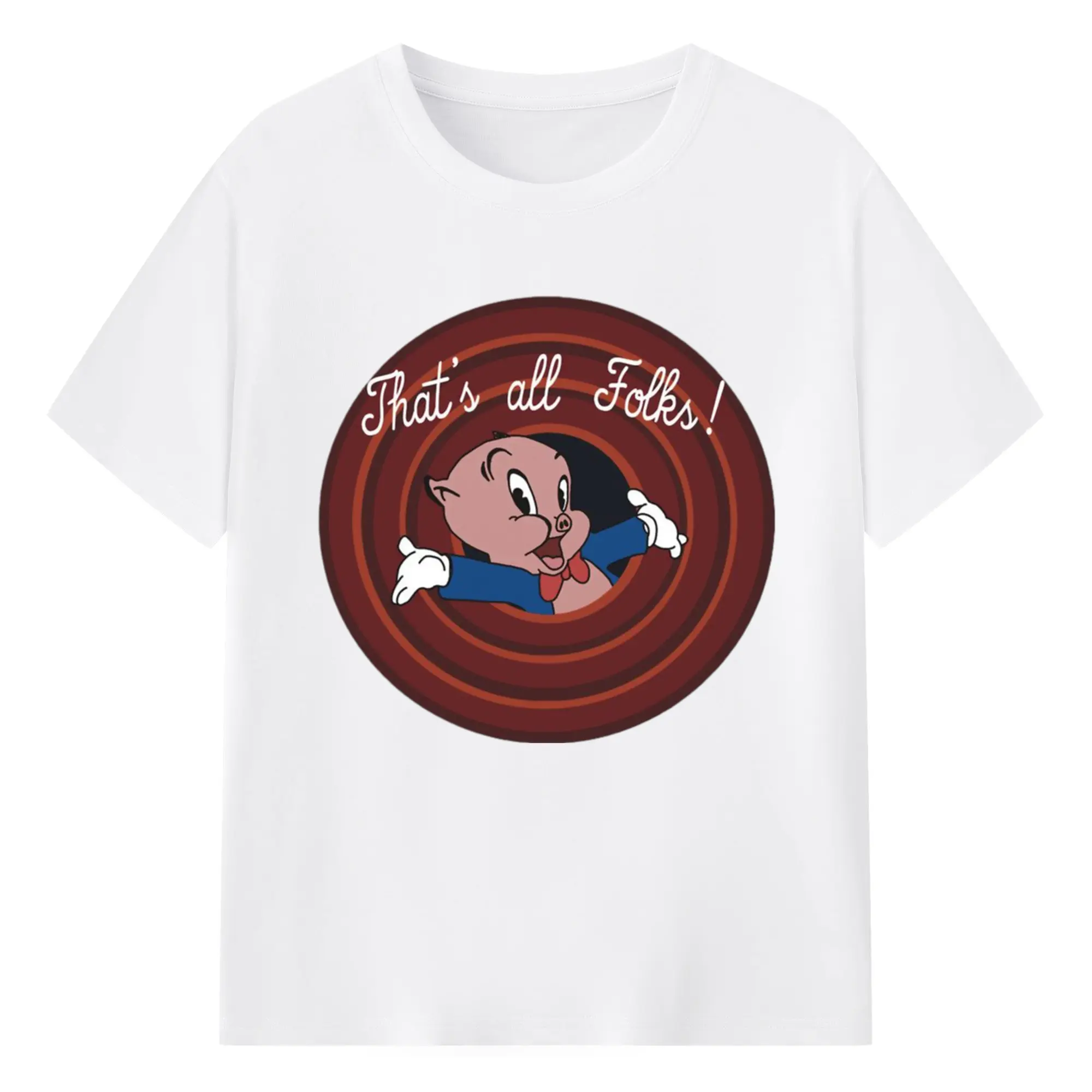 Porky Pig face tee - 180g Cotton T-Shirt With Front Heat Transfer Print – Soft, Lightweight, Fitted Design – Comfortable Casual Wear For Sports & Everyday Use