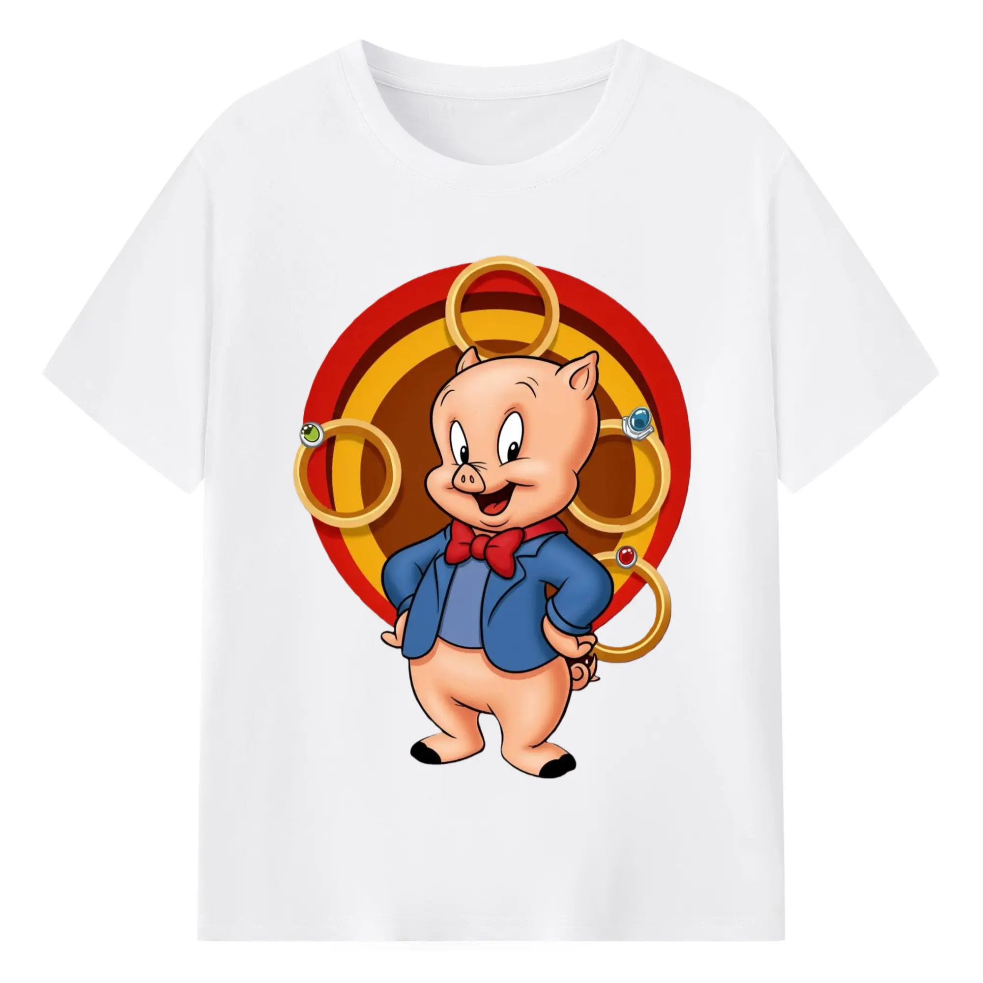 Porky Pig graphic shirt - 180g Cotton T-Shirt With Front Heat Transfer Print – Soft, Lightweight, Fitted Design – Comfortable Casual Wear For Sports & Everyday Use