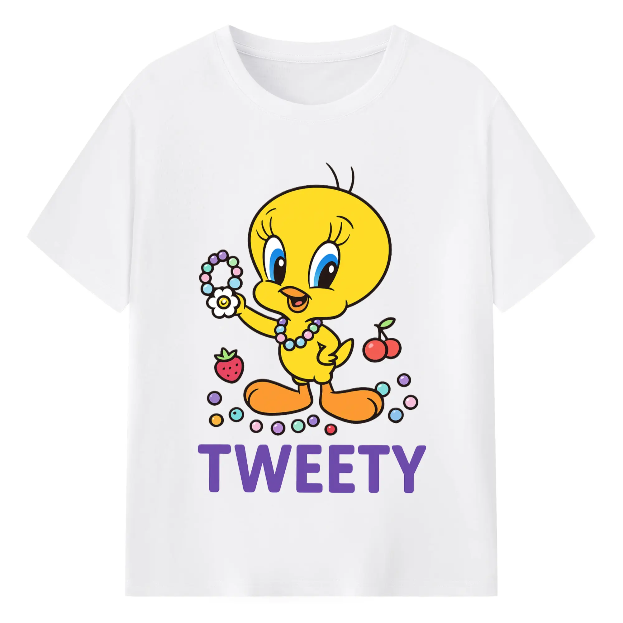 Tweety bird cute shirt - 180g Cotton T-Shirt With Front Heat Transfer Print – Soft, Lightweight, Fitted Design – Comfortable Casual Wear For Sports & Everyday Use