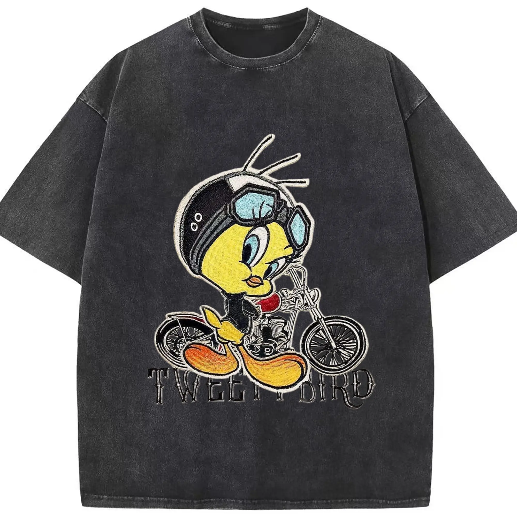 Vintage tweety bird shirt - Washed Vintage Look 230g Cotton Oversized T-Shirt With Front Heat Transfer Print – Soft, Lightweight, Stylish Fit – Comfortable Casual Wear For Sports & Everyday Use