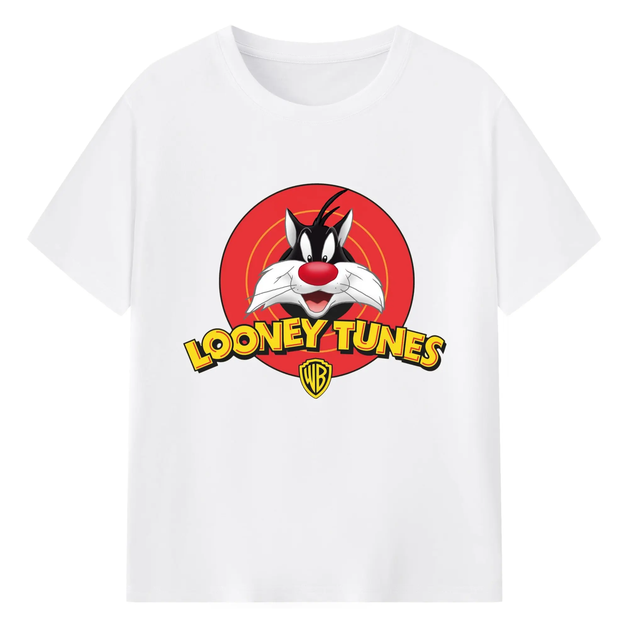 Sylvester cat graphic t shirt​ - 180g Cotton T-Shirt With Front Heat Transfer Print – Soft, Lightweight, Fitted Design – Comfortable Casual Wear For Sports & Everyday Use