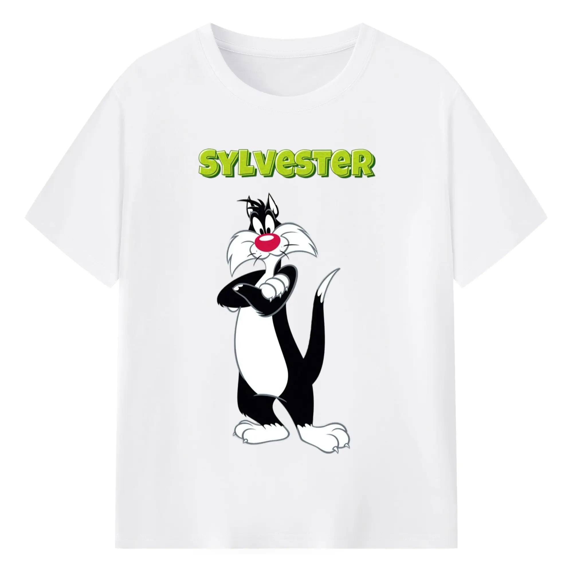 Sylvester The Cat T Shirt - 180g Cotton T-Shirt With Front Heat Transfer Print – Soft, Lightweight, Fitted Design – Comfortable Casual Wear For Sports & Everyday Use