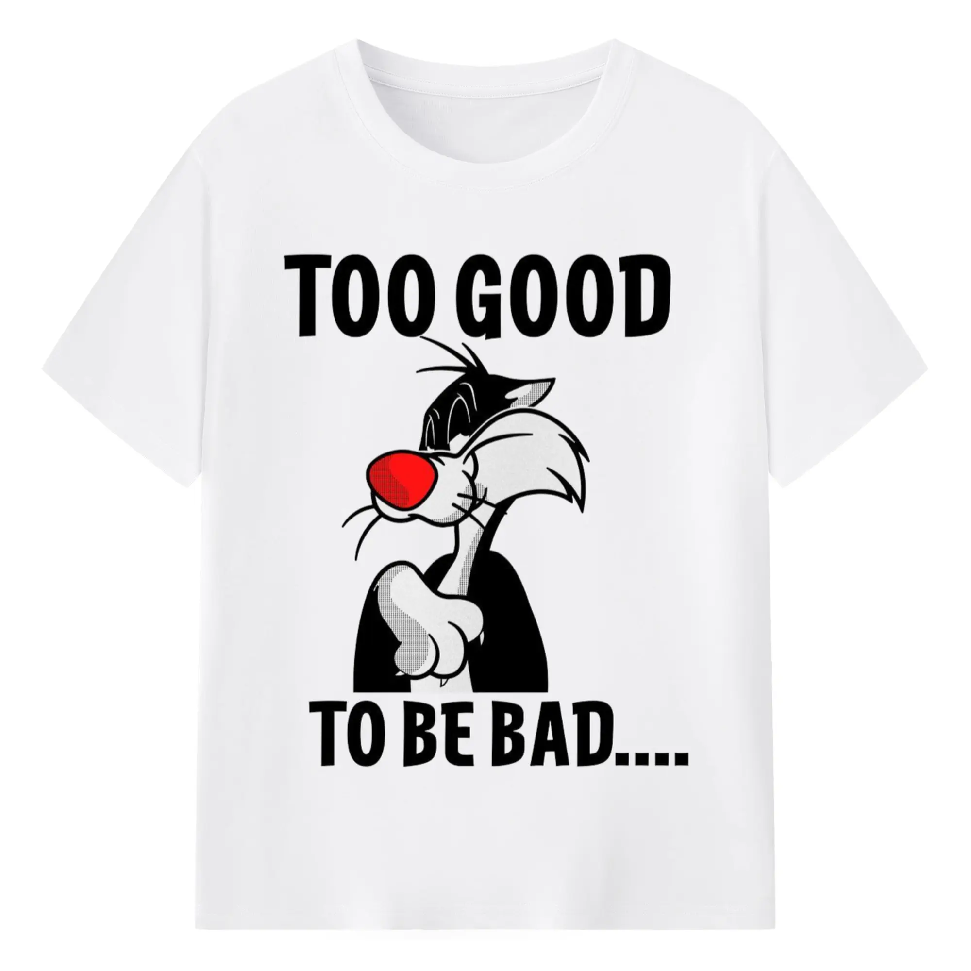 Vintage sylvester cat t shirt​ - 180g Cotton T-Shirt With Front Heat Transfer Print – Soft, Lightweight, Fitted Design – Comfortable Casual Wear For Sports & Everyday Use