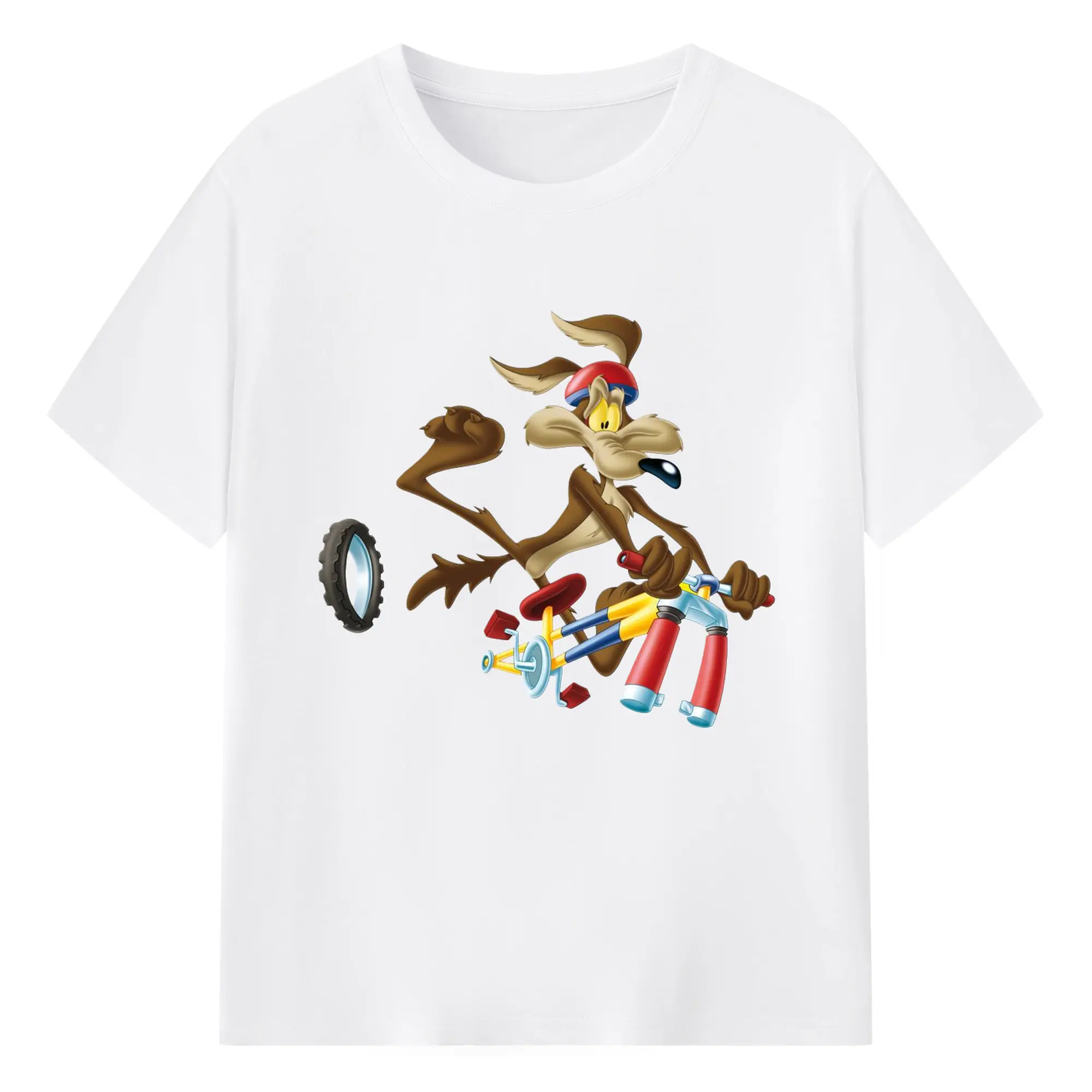 Wile e coyote cartoon t shirts - 180g Cotton T-Shirt With Front Heat Transfer Print – Soft, Lightweight, Fitted Design – Comfortable Casual Wear For Sports & Everyday Use