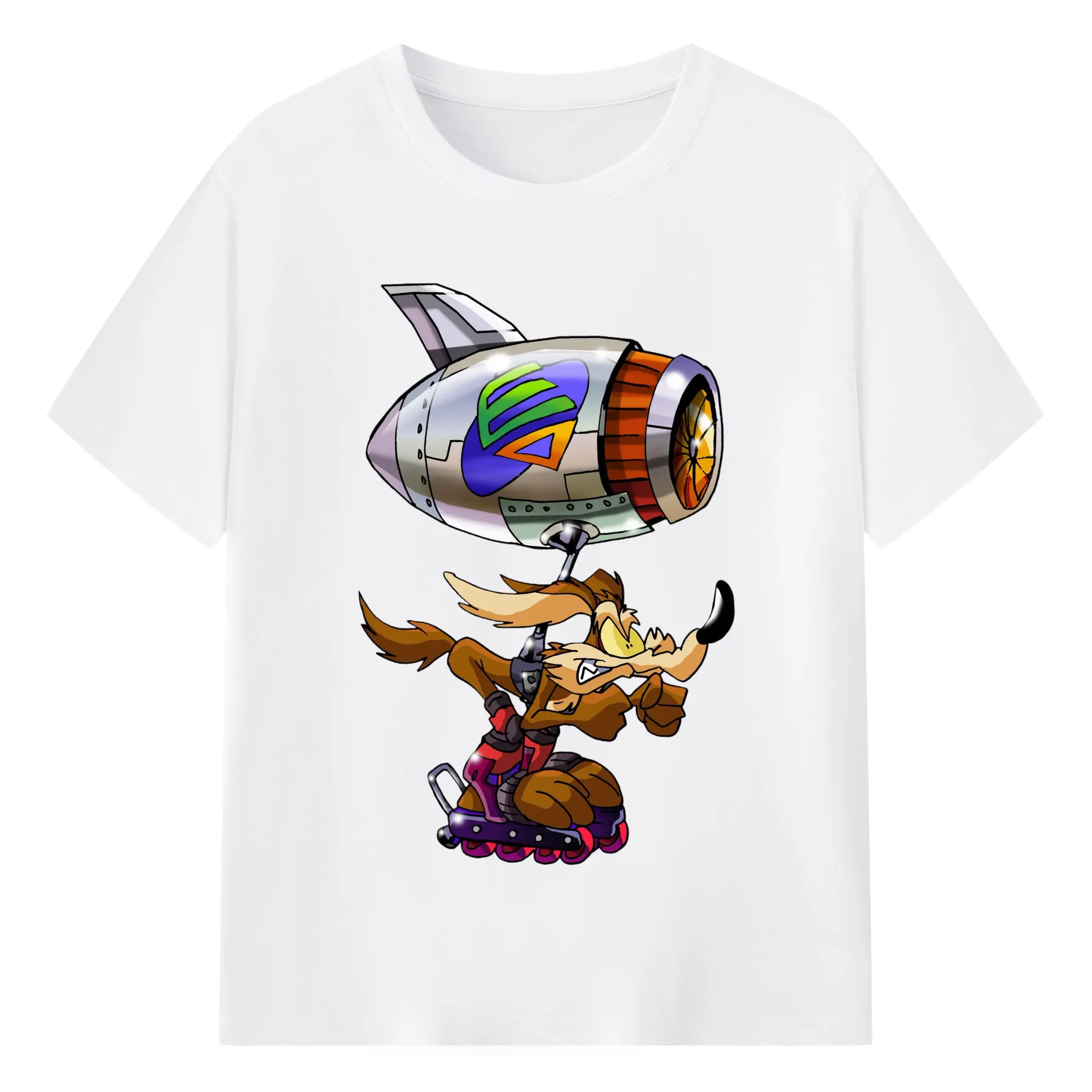 Wile e coyote funny t shirts​ - 180g Cotton T-Shirt With Front Heat Transfer Print – Soft, Lightweight, Fitted Design – Comfortable Casual Wear For Sports & Everyday Use