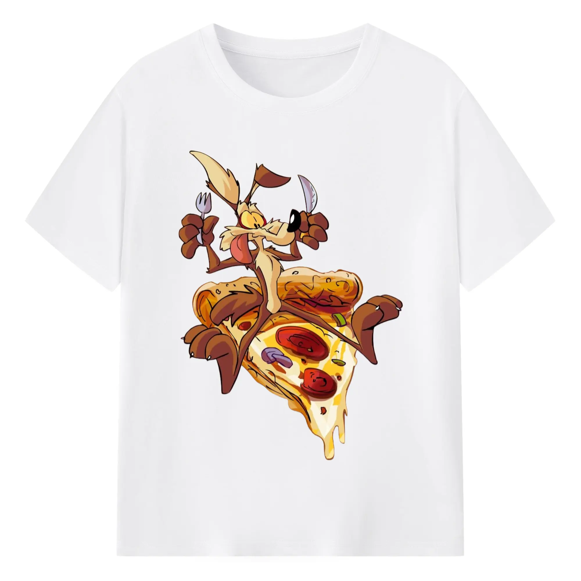 Wile e coyote funny tee - 180g Cotton T-Shirt With Front Heat Transfer Print – Soft, Lightweight, Fitted Design – Comfortable Casual Wear For Sports & Everyday Use