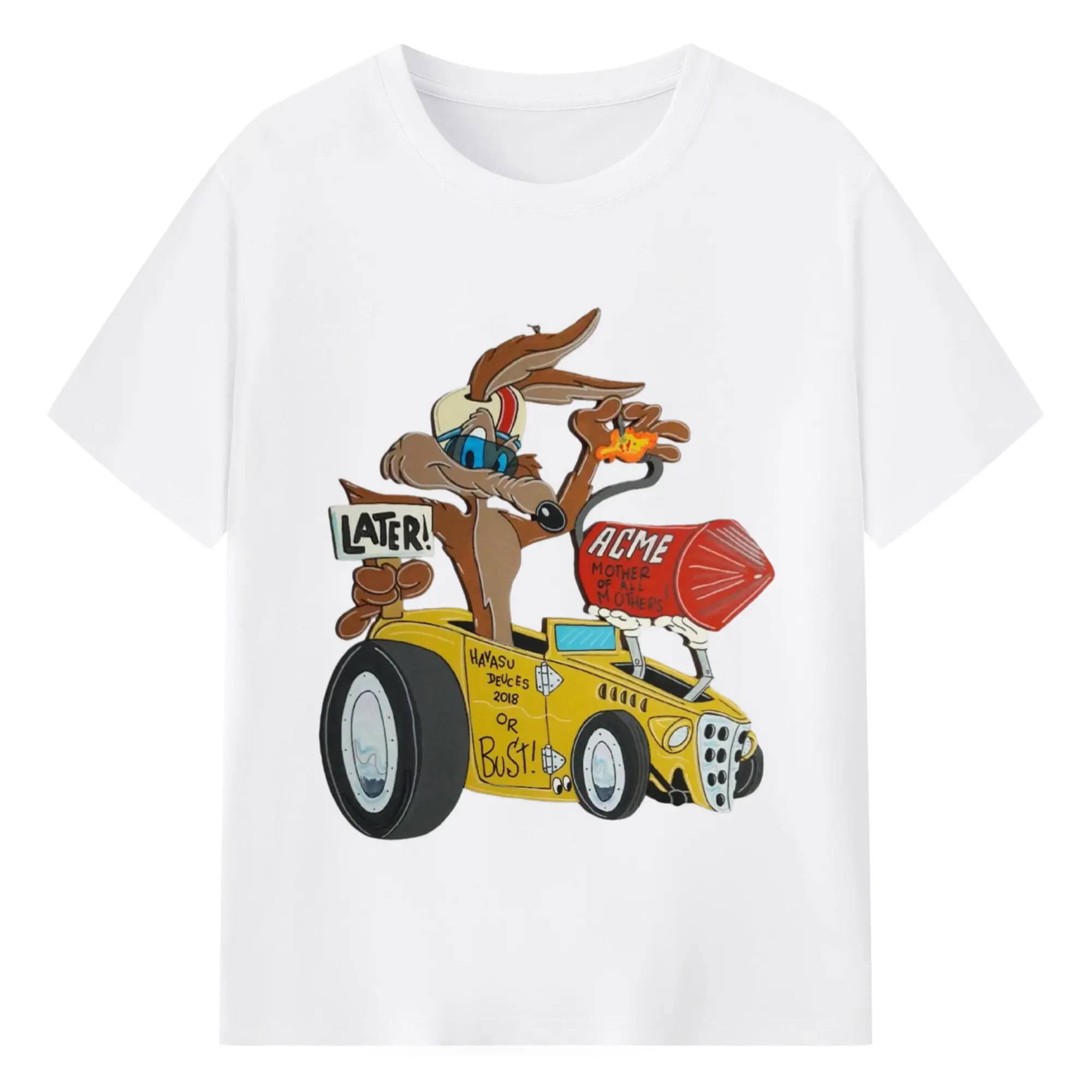 Wile E Coyote graphic t-shirt - 180g Cotton T-Shirt With Front Heat Transfer Print – Soft, Lightweight, Fitted Design – Comfortable Casual Wear For Sports & Everyday Use