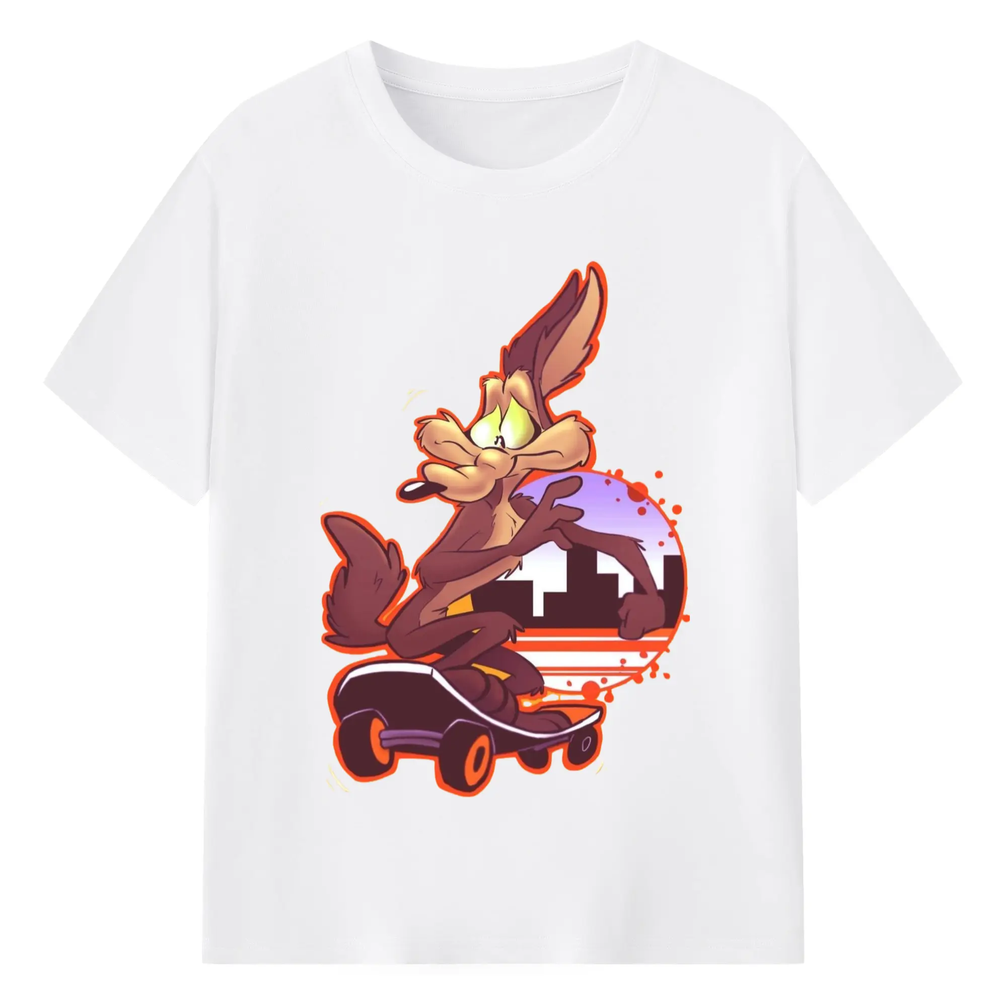 Wile E Coyote t-shirt - 180g Cotton T-Shirt With Front Heat Transfer Print – Soft, Lightweight, Fitted Design – Comfortable Casual Wear For Sports & Everyday Use